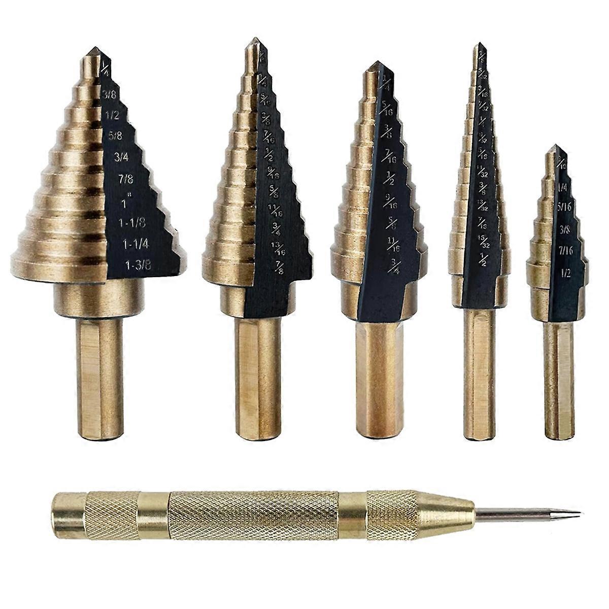 5pcs Step Drill Bits for Metal, Wood, Plastic 50 Sizes