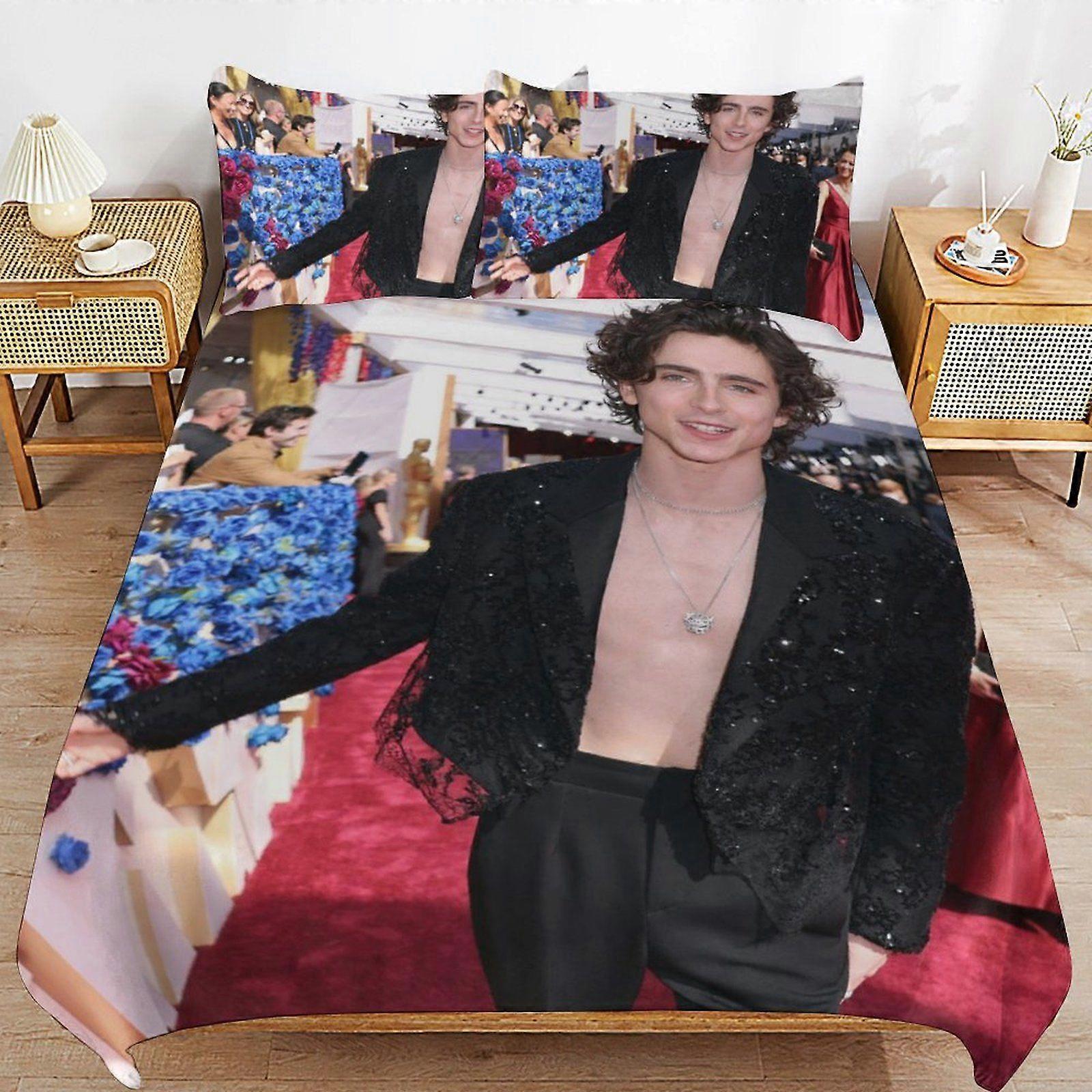 e597 Timothe Chalamet Long Lasting Comfort Durable Weave Smooth Touch Zipper Duvet Cover Sets for Bedroom Upgrade d597