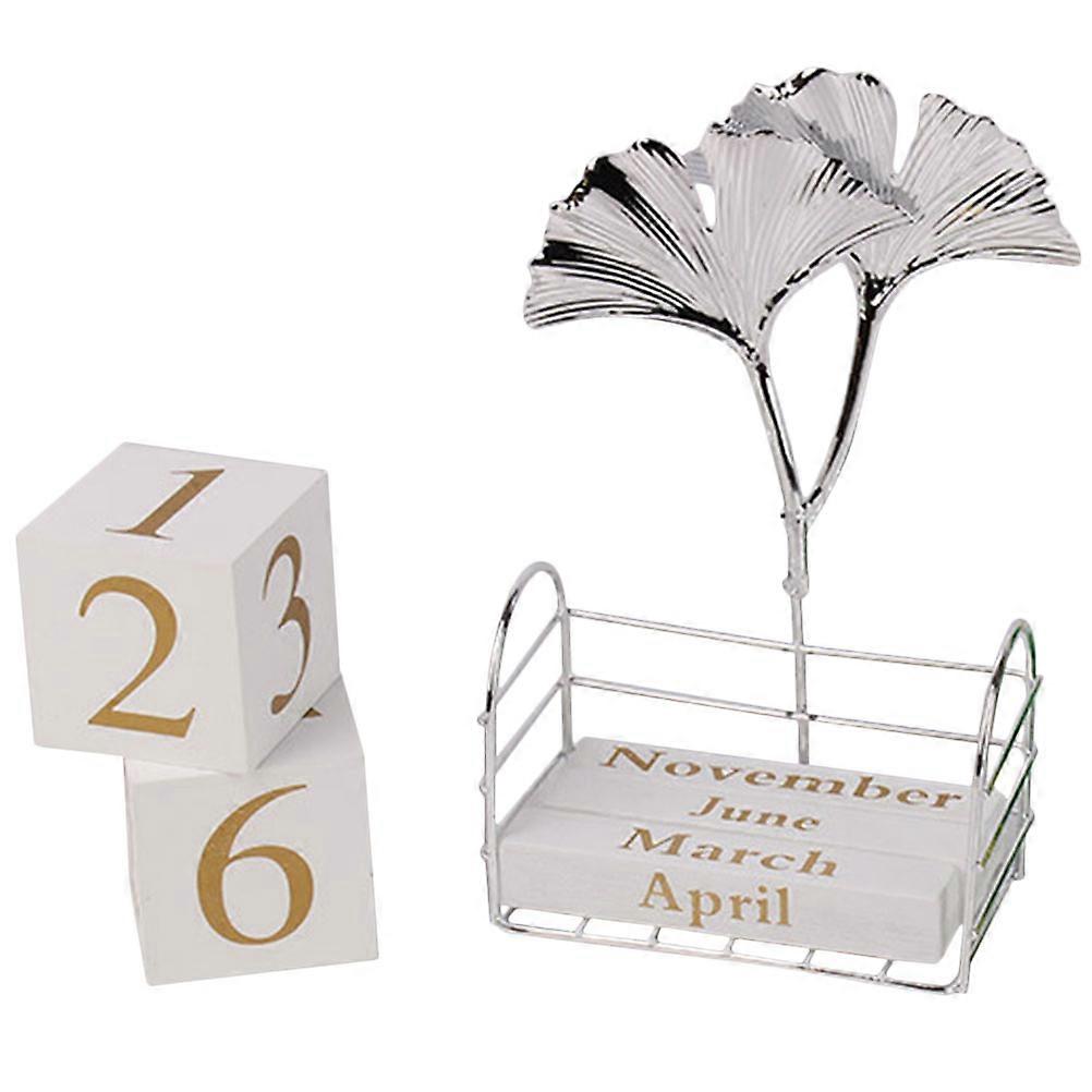 Silver Desk Calendar for Rustic Decoration 3Pcs Perpetual Block Calendar