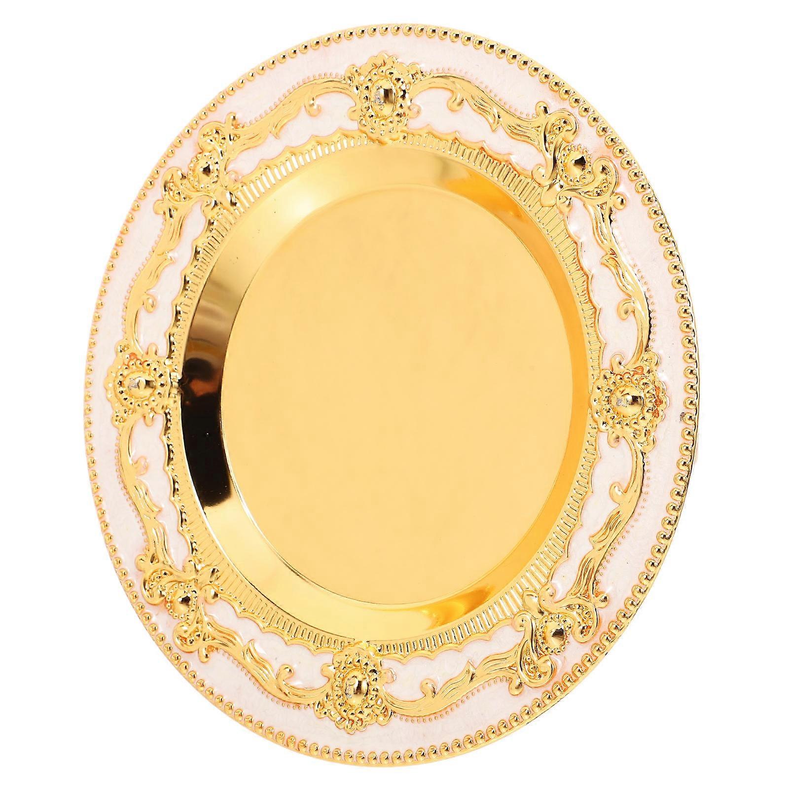 Small Round Gold Vintage Decorative Tray for Storage Use 2Pcs Coffee Table