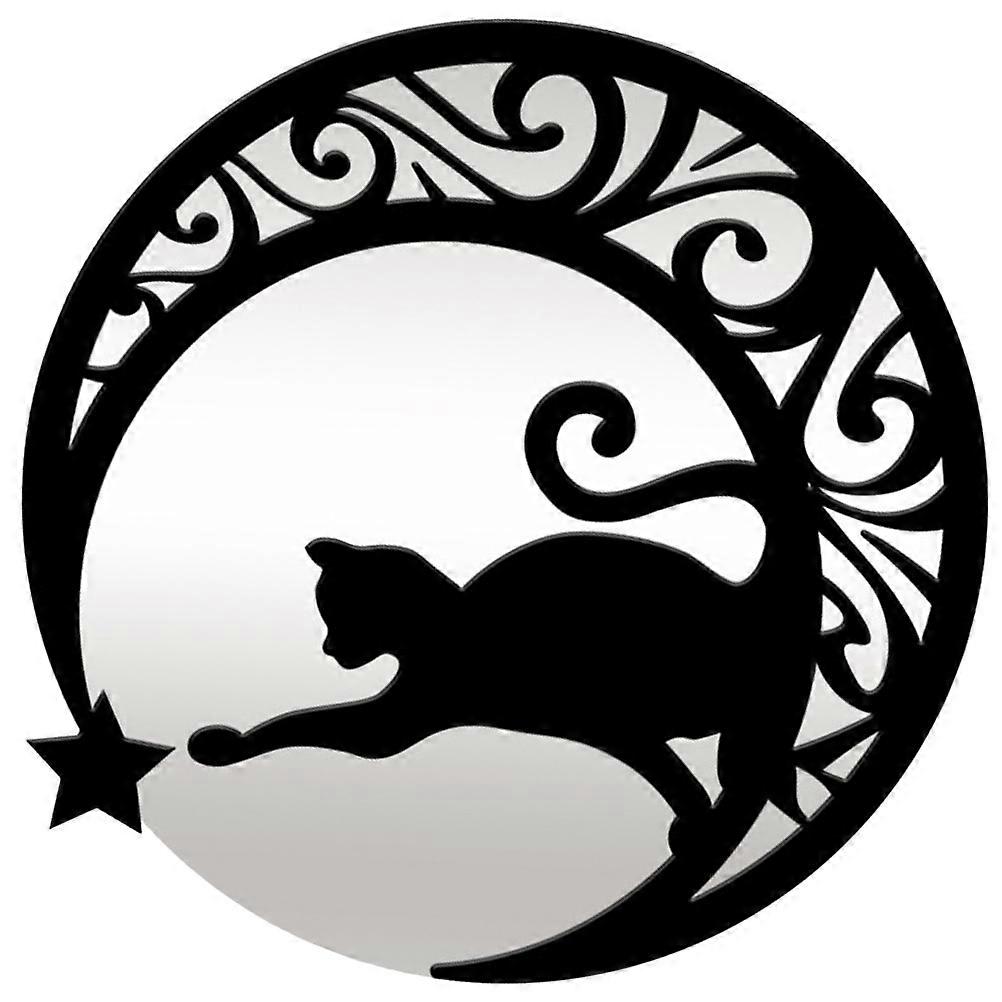 Black Acrylic Mirror Wall Sticker Cat Design for Decor 3Pcs Pack