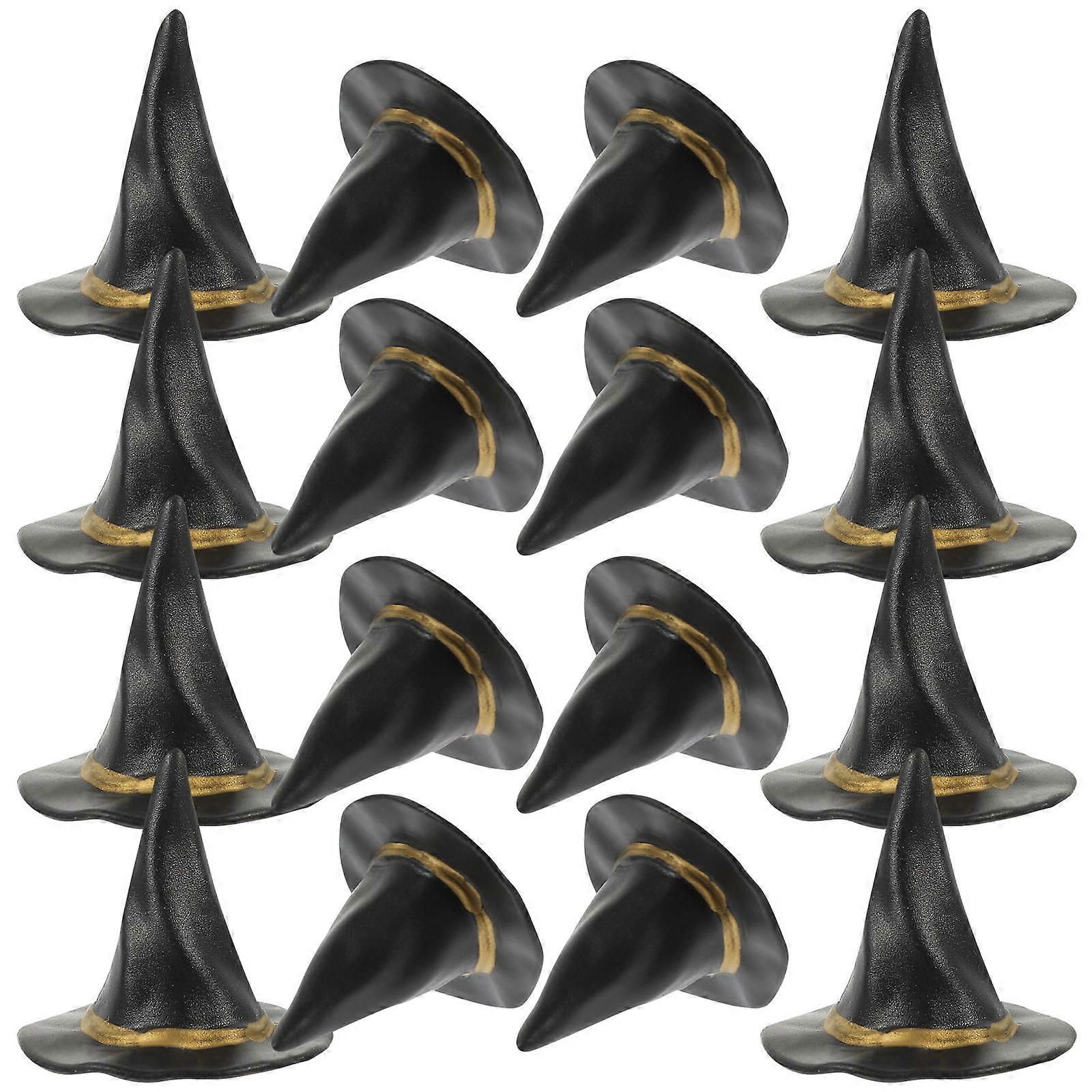 Miniature Witch Hat Black Plastic for Halloween Party 24Pcs Set