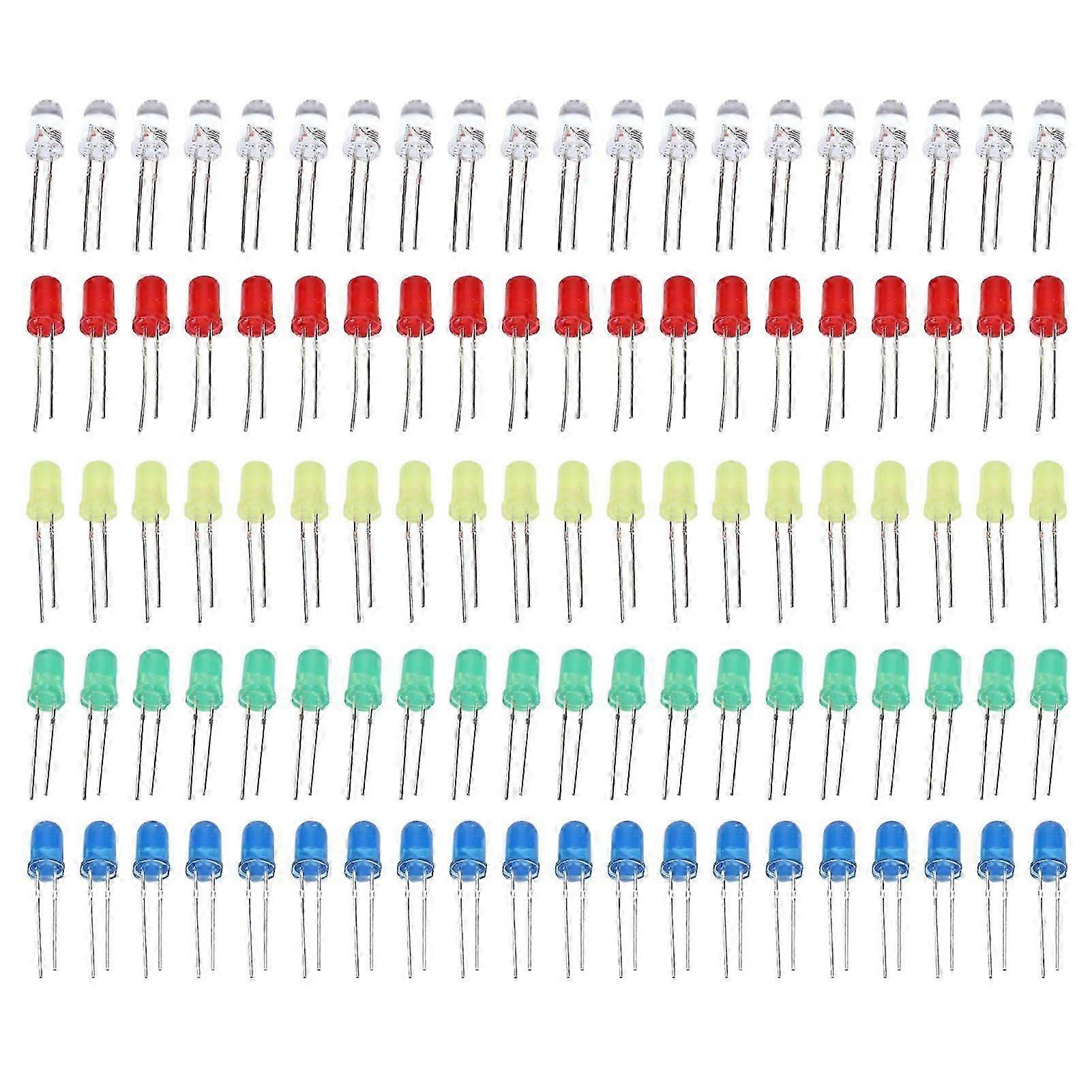 High quality  100PCS 3mm/5mmLED bulb light emitting diode kit 5 types 20 pcs each 5...