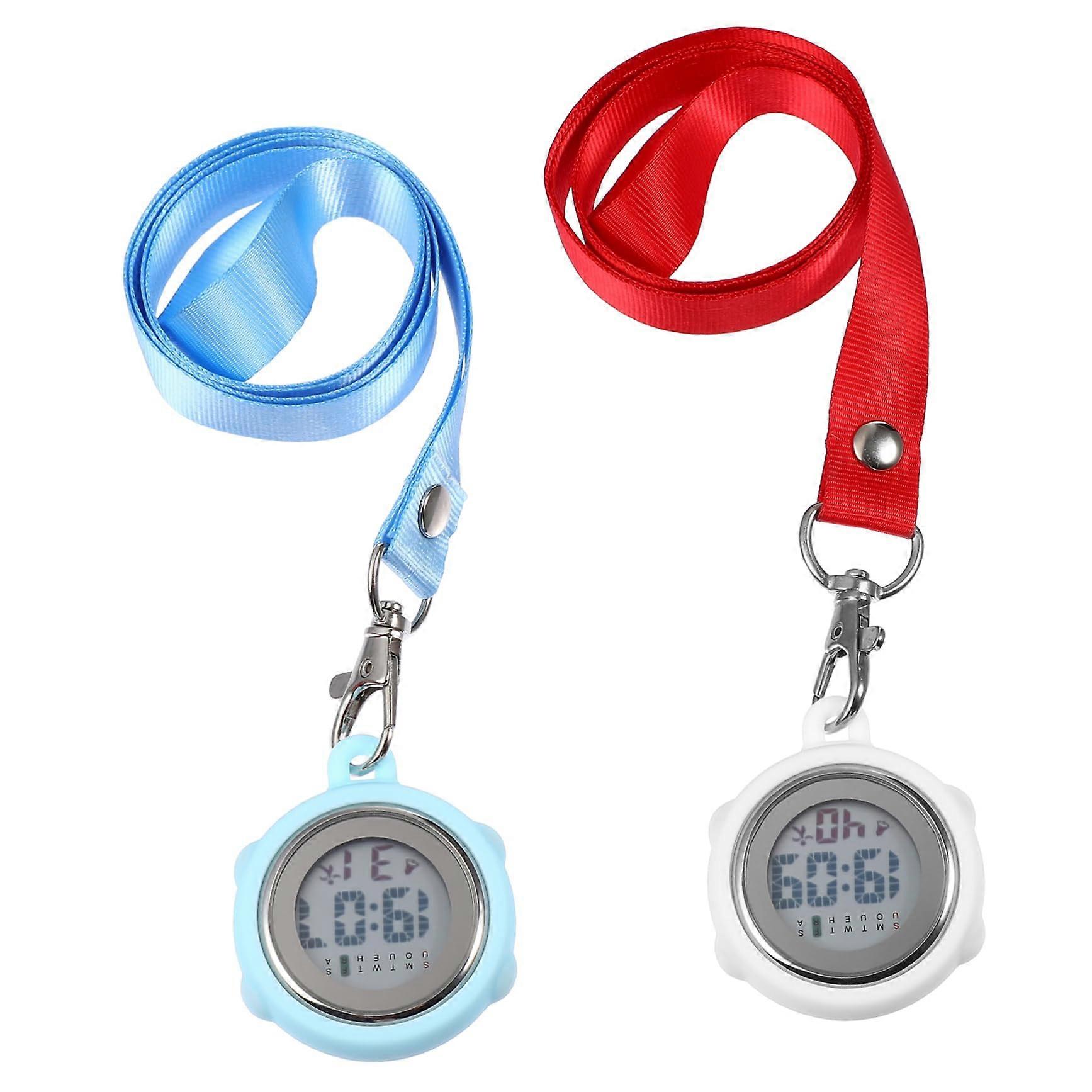 Digital Stopwatches 2Pack With Buckle Lanyard Portable Nurse Watch For Doctors Students Referees Luminous Timekeeping