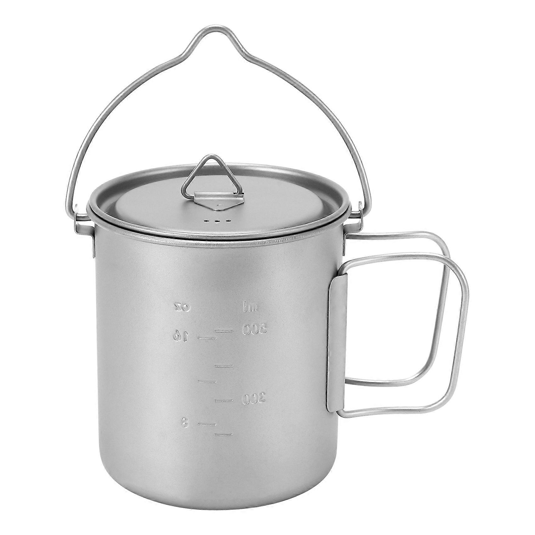 Titanium Pot Cup Mug Pots Tableware Camping Cup With Lid Pot 750Ml
