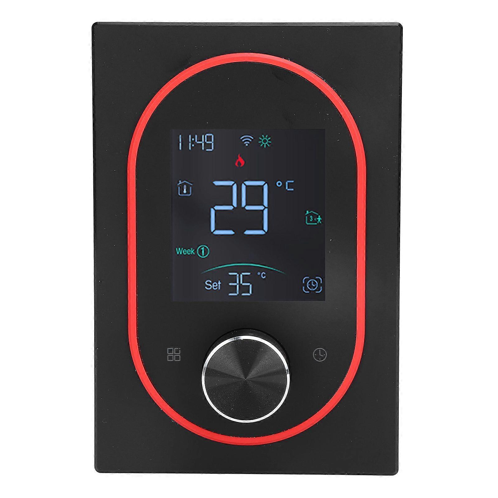 Smart Color Thermostat LCD Programmable Knob Control Touchscreen Water Heating Thermostat with APP for Home Hotel Office AC 95V to 240V Black Normal M