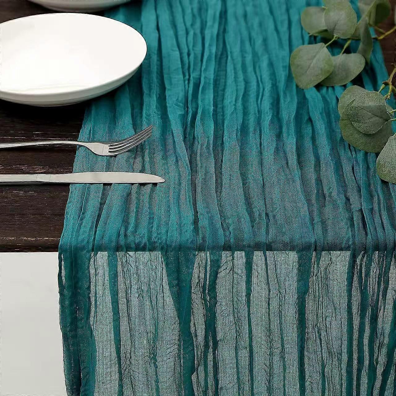 Cheesecloth Table Runner Boho Chic Gauze Semi-sheer Halloween Tablecloth For Wedding Celebrations For Banquet Holiday Decorations,dark Teal