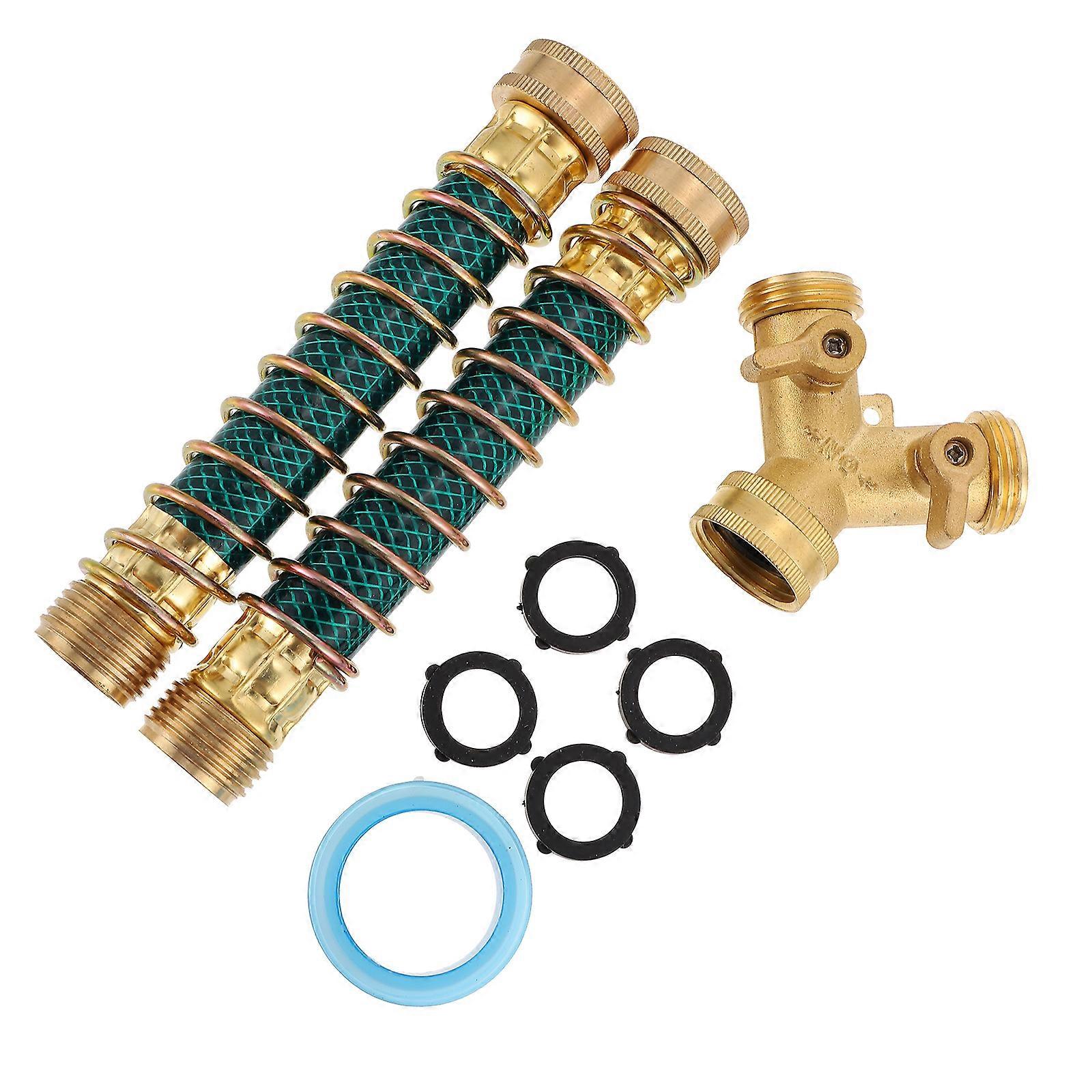 Copper Hose Splitter Garden Connector for 2Sets Hose Spigot Adapter