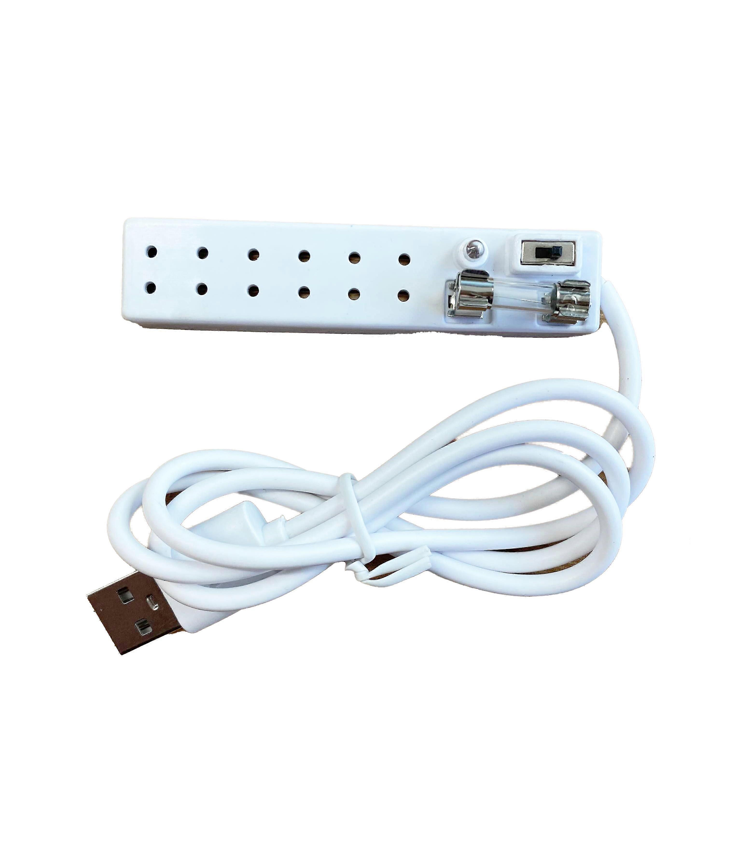 1:12 Dollhouse LED Lighting Kit with 6 USB Extension Sockets