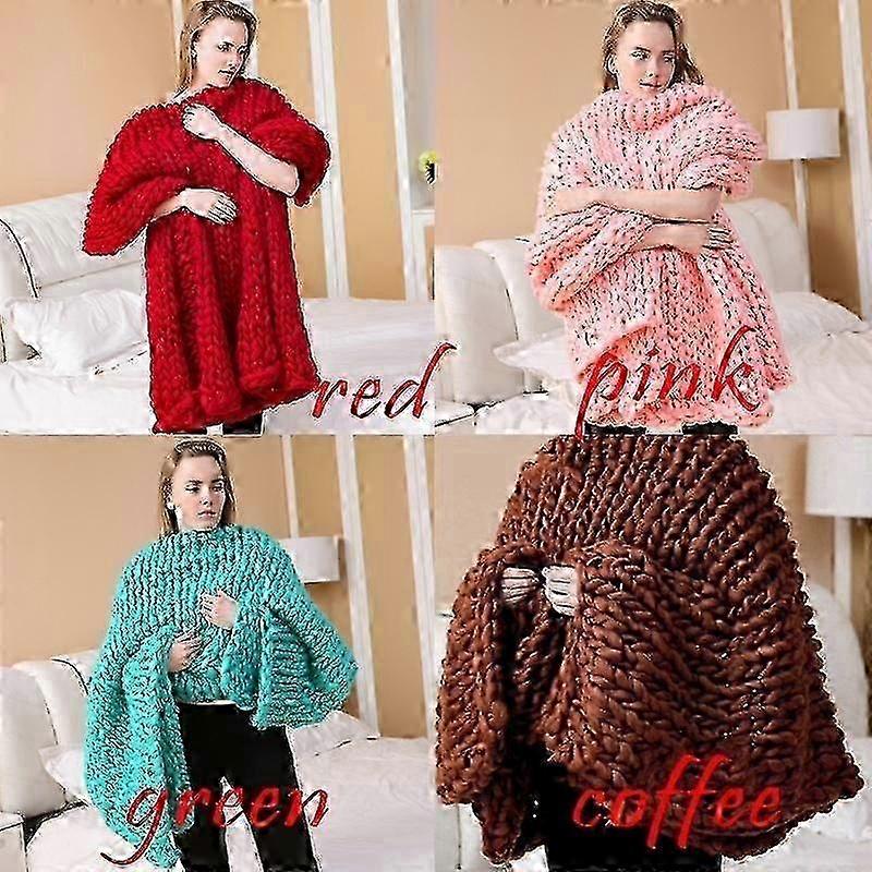 Chunky Hand-woven Knit Blanket Merino Wool Woolen Yurn Blanket Extrem Knitting Chunky Blanket miao7