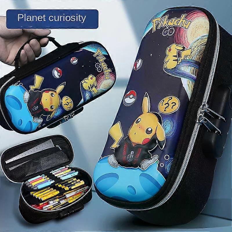 Pokemon Pikachu 3D Three-Dimensional Password Lock Pencil Case Large Capacity Multi-Layer Zipper Stationery Box Boy Girl Gift