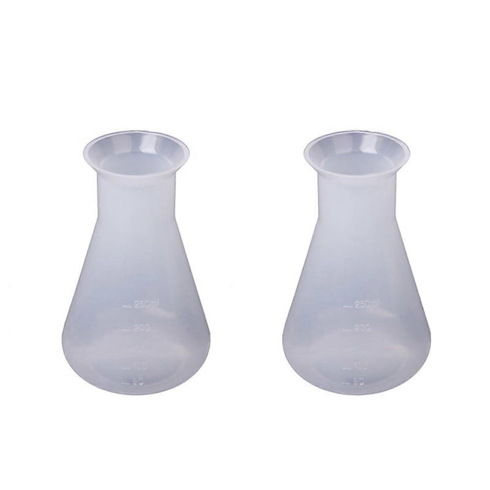 2X Plastic Transparent Laboratory Chemical Flasks Container Bottle - 250 Ml