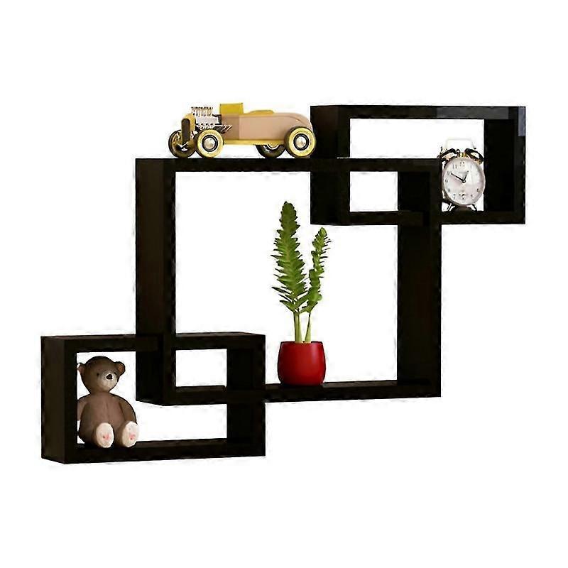 Cubic Floating Shelf Interlocking Decorative Wall Frame, Geometric Frame of Living Room, Bedroom and