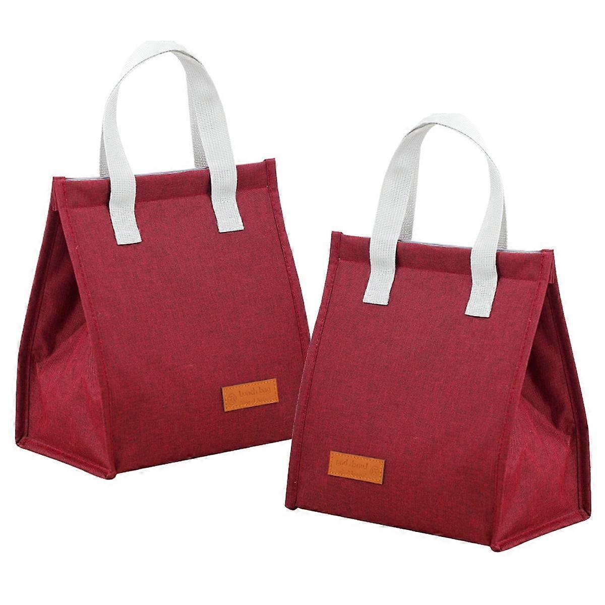 2PCS Foldable Lunch Bag, Small Insulated Thermal Bag for Picnic, Cool Box, Lunch, compatible with Red