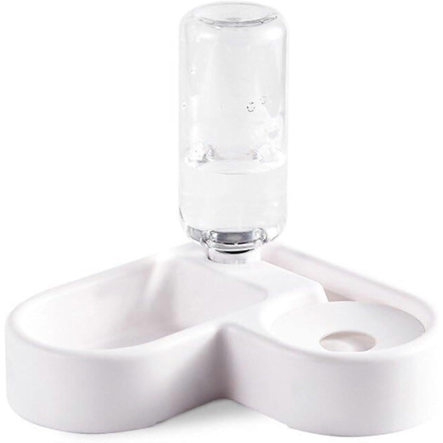 Corner Bowl for Dogs and Pets, Automatic Feeder  Large Capacity Dispenser, White