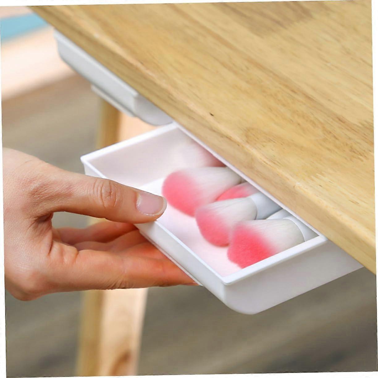 Under Desk Drawer Tray Large White SelfAdhesive Hidden Storage Organizer Plastic For Pencils And Erasers Home And School