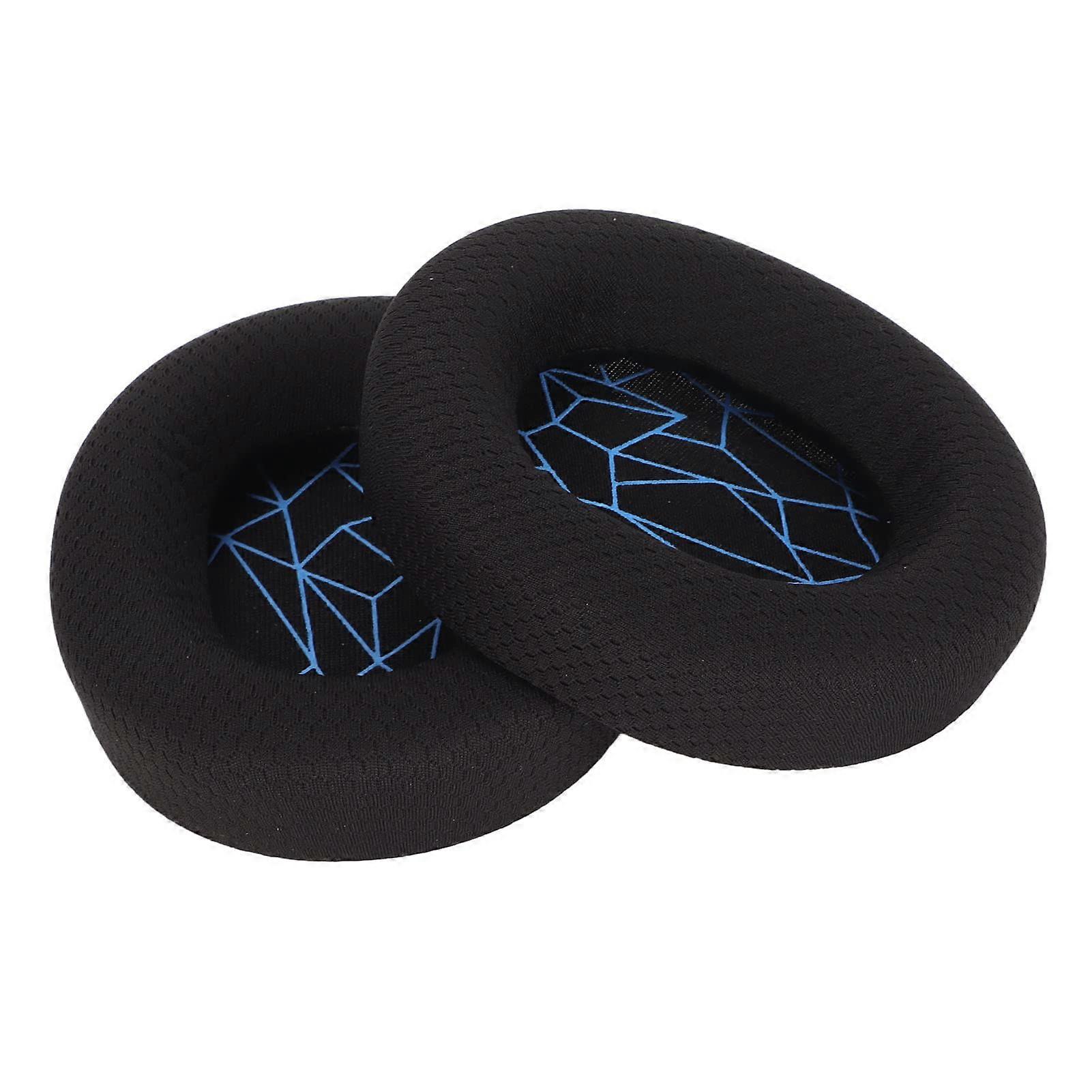 Ear Pads, Interchangeable Cushions, Soft Durable Black Ear Pads With Blue Silk Screen Printing