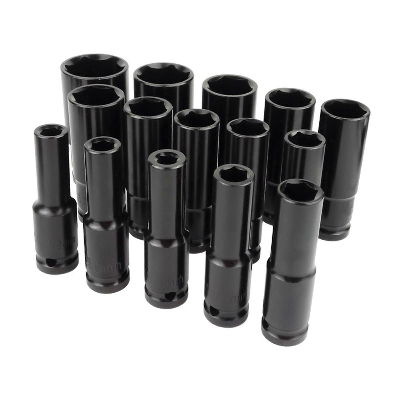 15 Piece 8-24mm 1/2" Drive Impact Socket Kit With Secure Storage Case Suitable For Organized Tool Maintenance Transport Multicolor