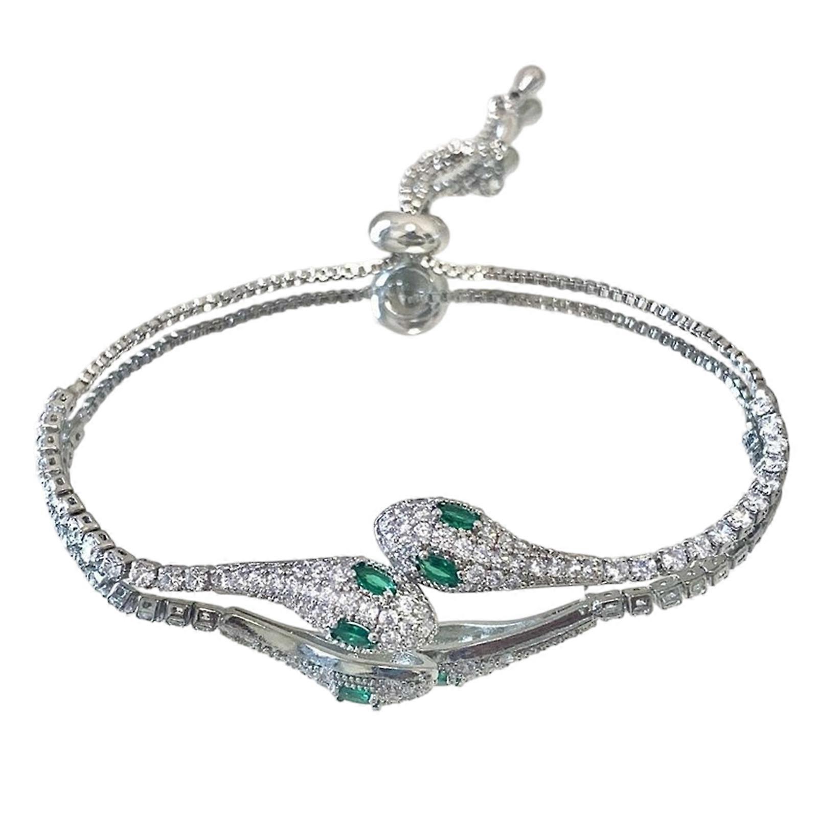 Adjustable Drawstring Serpentine Bracelet Versatile Sizing Alloy Wrist Bangle For Daily Wear And Special Occasion  Silver