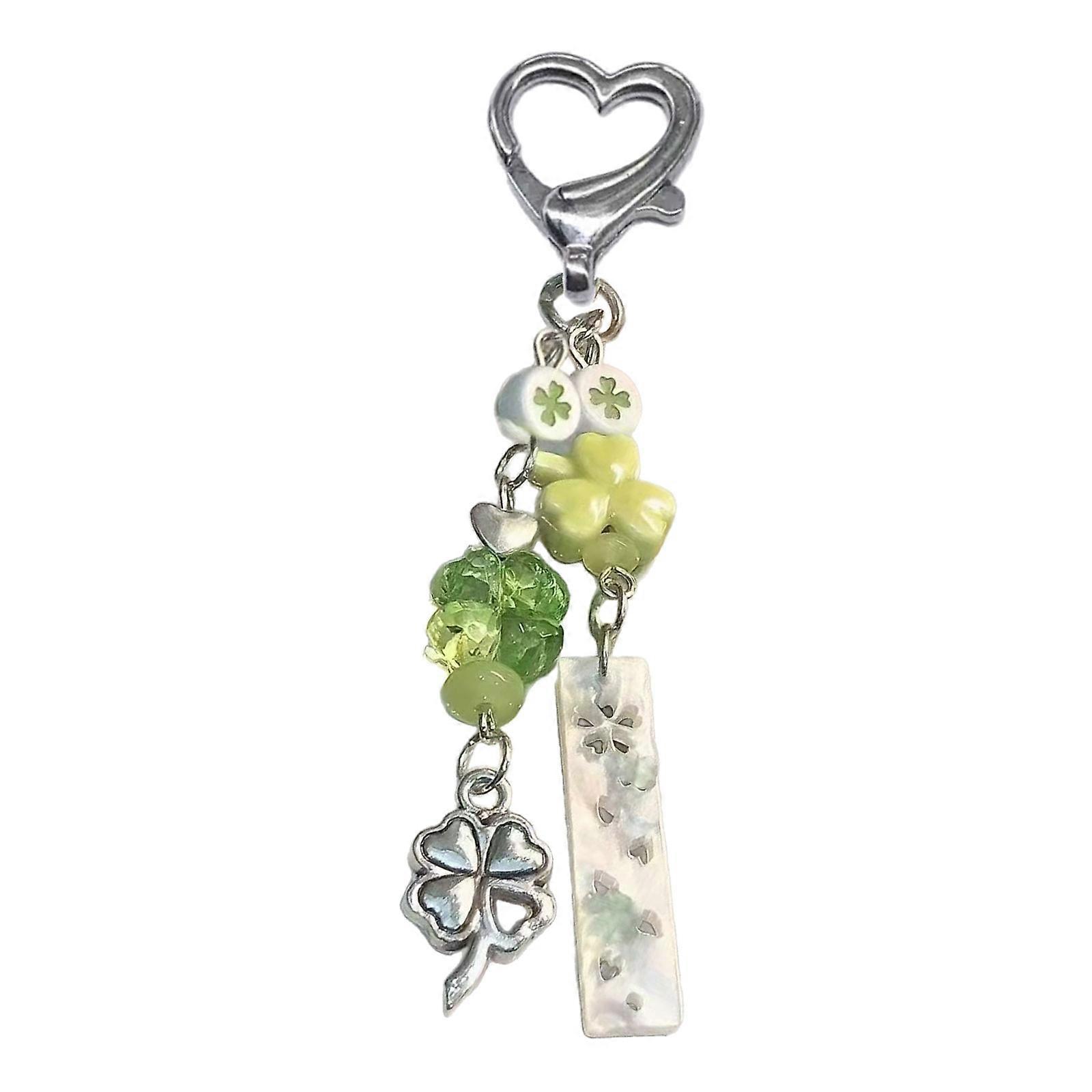 Classical Shamrock Design Phone Lanyard Green Resin Keychain Hanging Ornament Charm For Backpack Keys Or Cards Multicolor