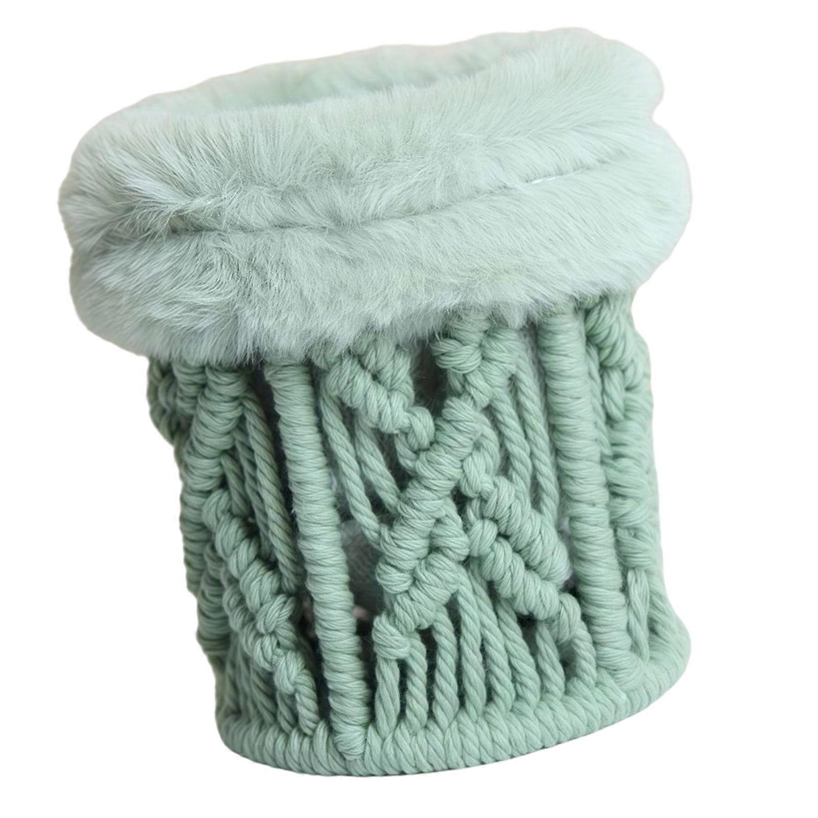 Portable Fabric Pen Eyeglass Holder With Cotton Rope Storage Macrames Style User Friendly Desk Organizers  Green