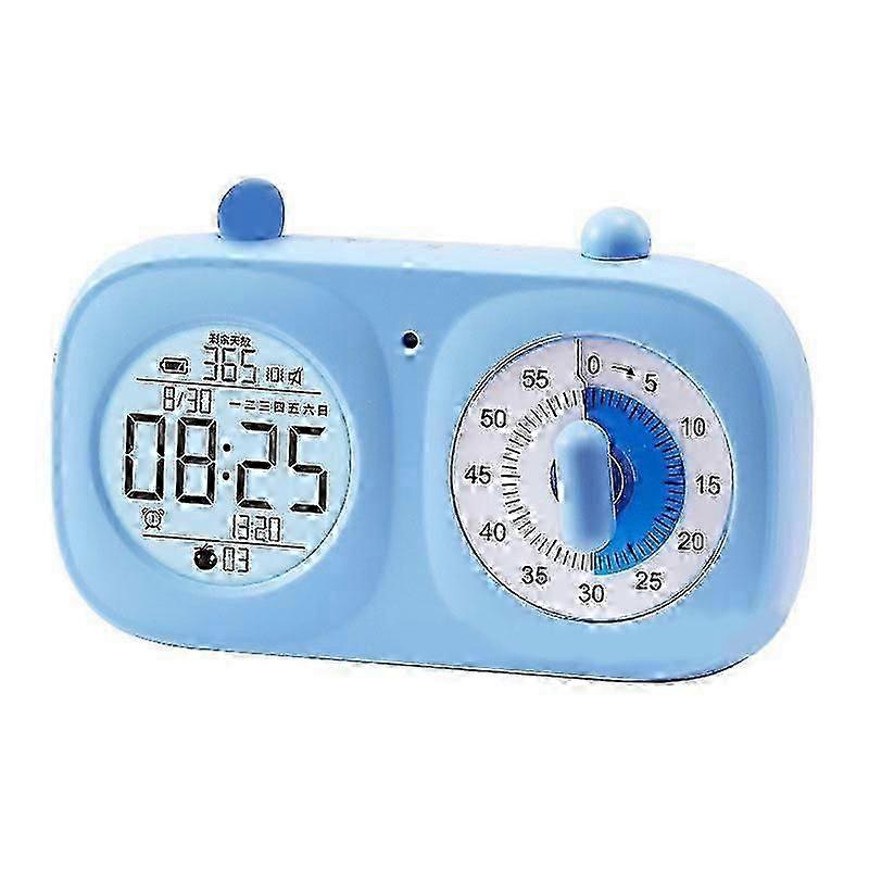 Dual Screen Visual Timer Multi Function Timing Countdown Clock Electronic and Pointer Dial Timer Built in Battery Blue