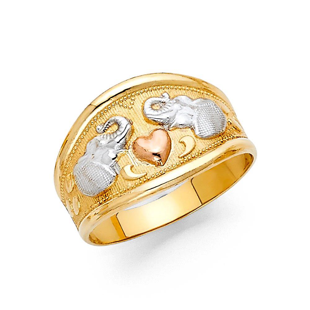 Oro giallo 14 carati oro bianco e oro rosa anello fortunato misura 7 banda-anello per le donne - 3,2 grammi
