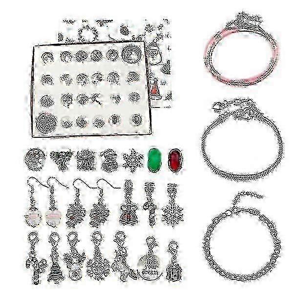 Christmas Advent Calendar Countdown Diy Charm Bracelet Making Kits 24 Days Countdown Calendar Bracelets Set f74