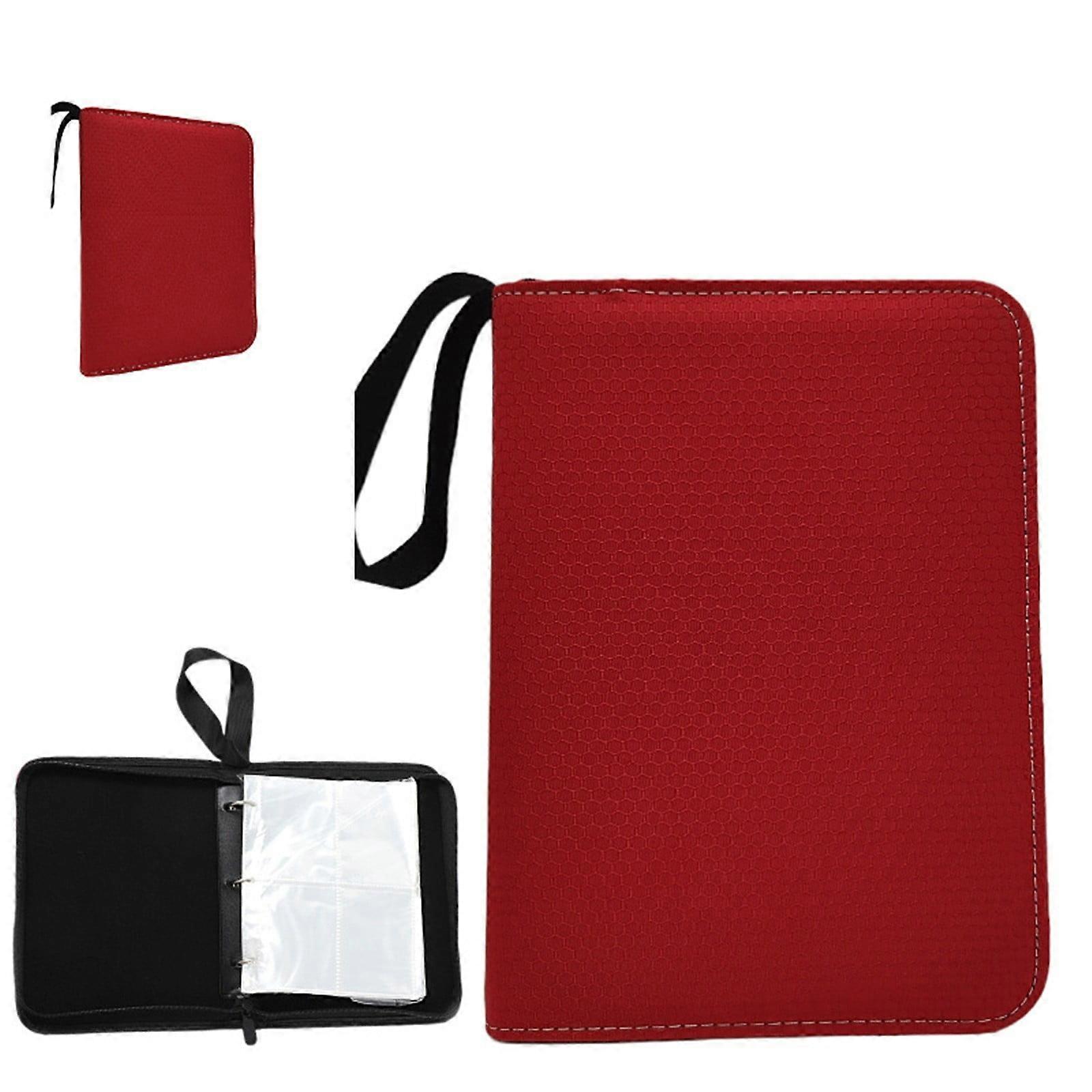 HKUKY Solid Color Honeycomb Texture Card Storage Bag Four Compartments 400 Transparent Card Pockets