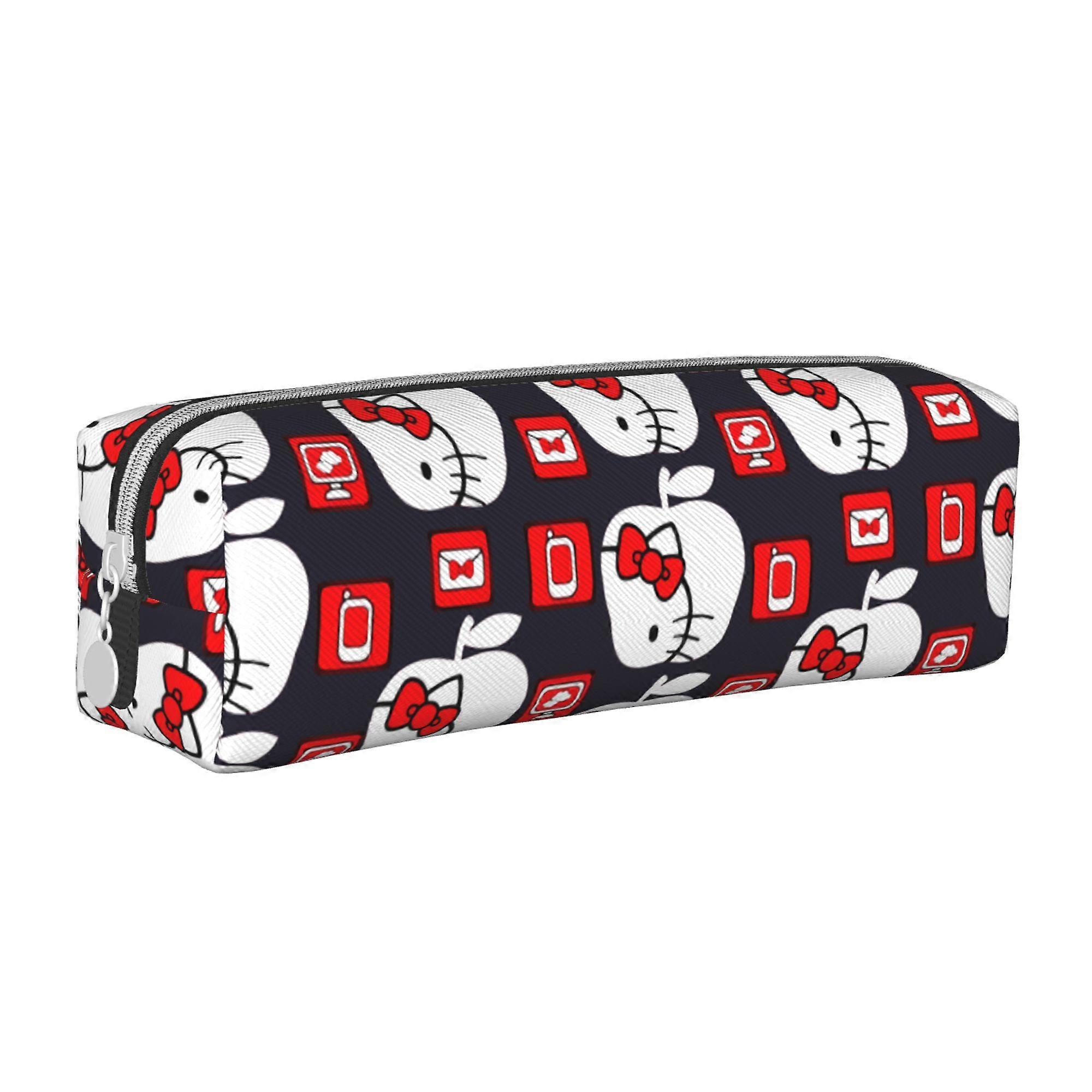 Hello Kitty Leather Simple Zipper Pencil Case Large Capacity Multifunctional Leather Simple Pencil Case
