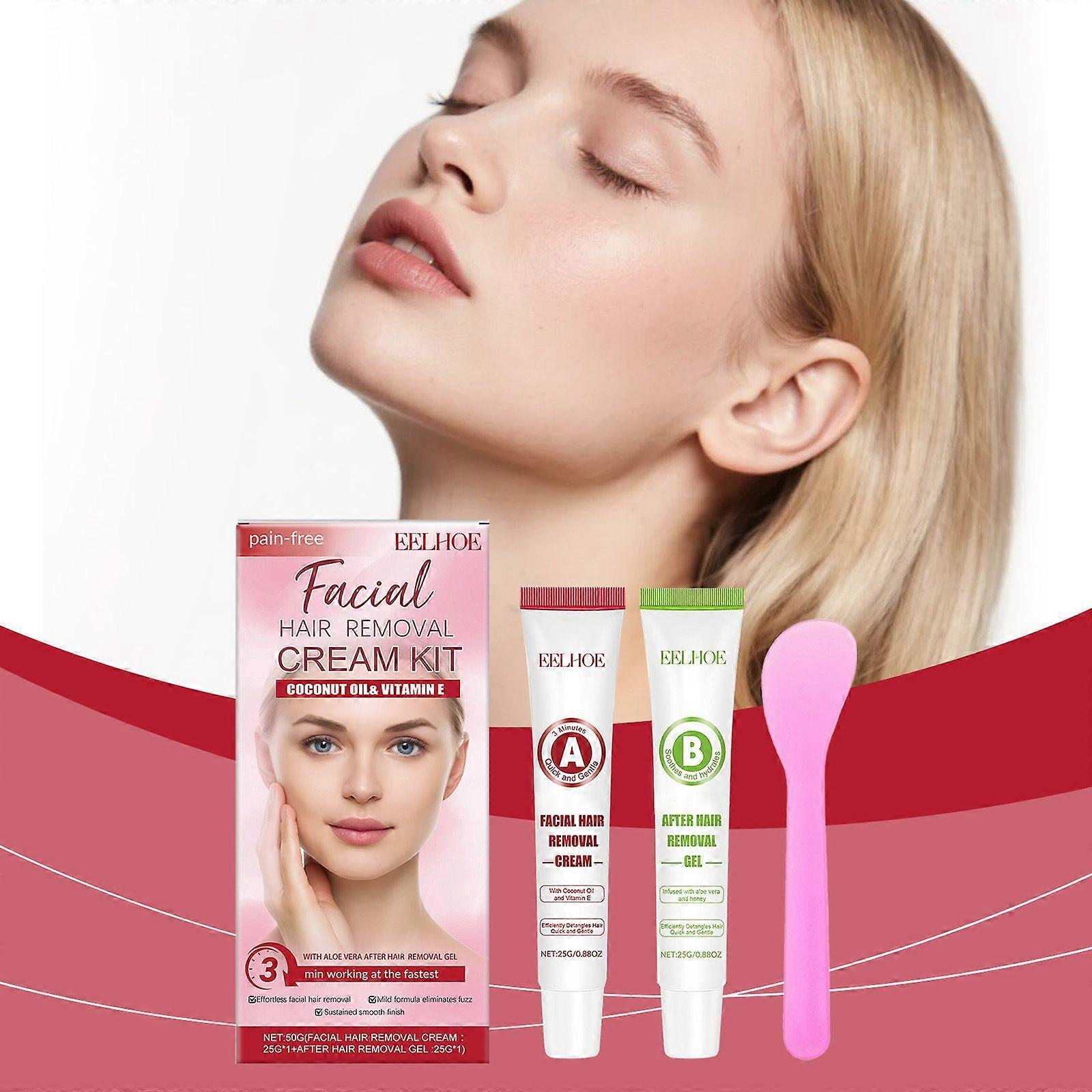 Kit d'épilation du visage nettoie les pellicules, les poils des lèvres, le visage, nettoyage en douceur, soins du visage, crème dépilatoire 1