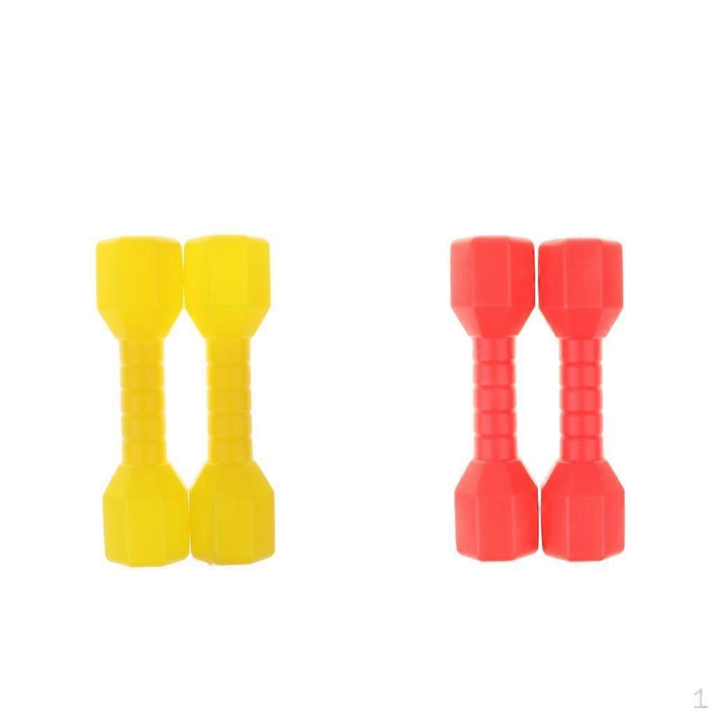2 Pairs Plastic Lightweight Dumbbell Outdoor Exercise Red/Yellow