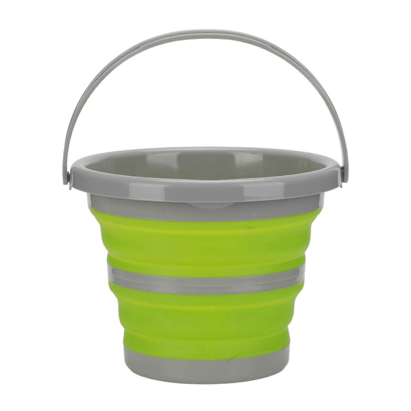 Collapsible Bucket Portable Handle Easy Hanging Green Silicone Plastic Material Car Foldable Bucket