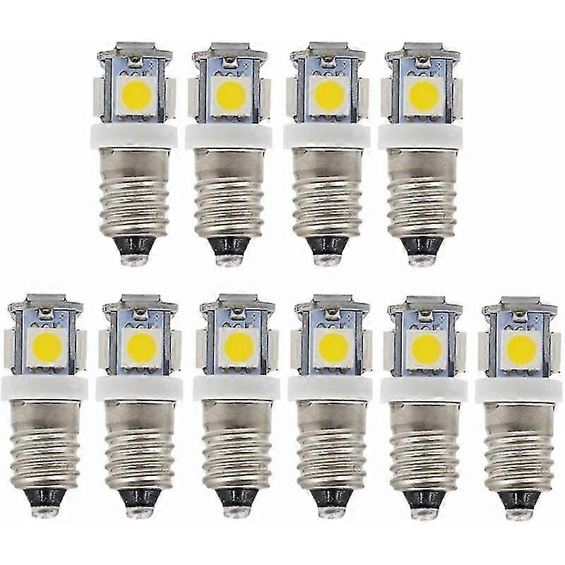 E10 9V LED لمبات الإضاءة أبيض بارد 5SMD 0.5W (أبيض بارد ، 9 فولت) حزمة من 10