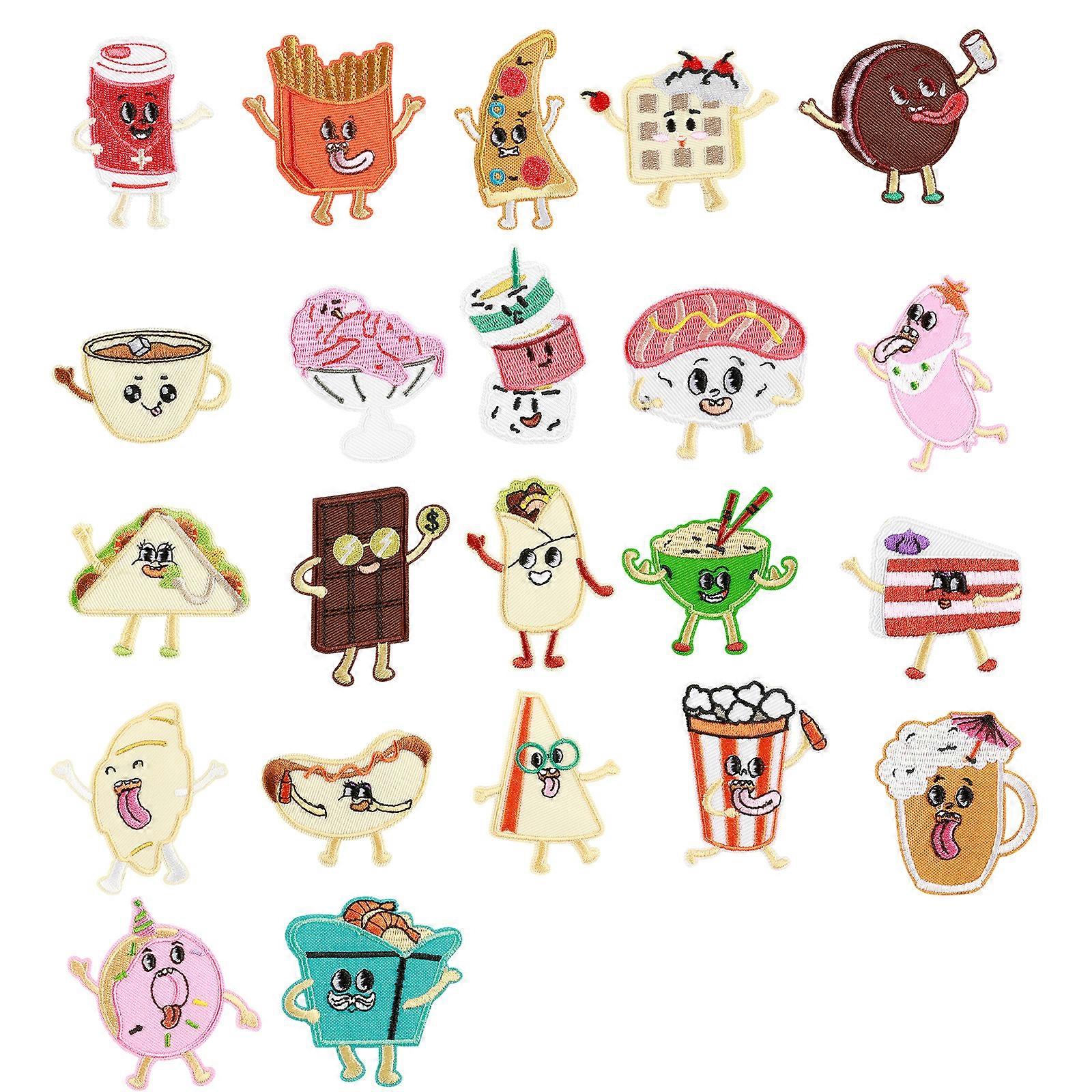 22 Pcs Cake Applique Patches Dessert Embroidered Patches for Personalizing Bag Jackets Crafting Decoration Multicolor