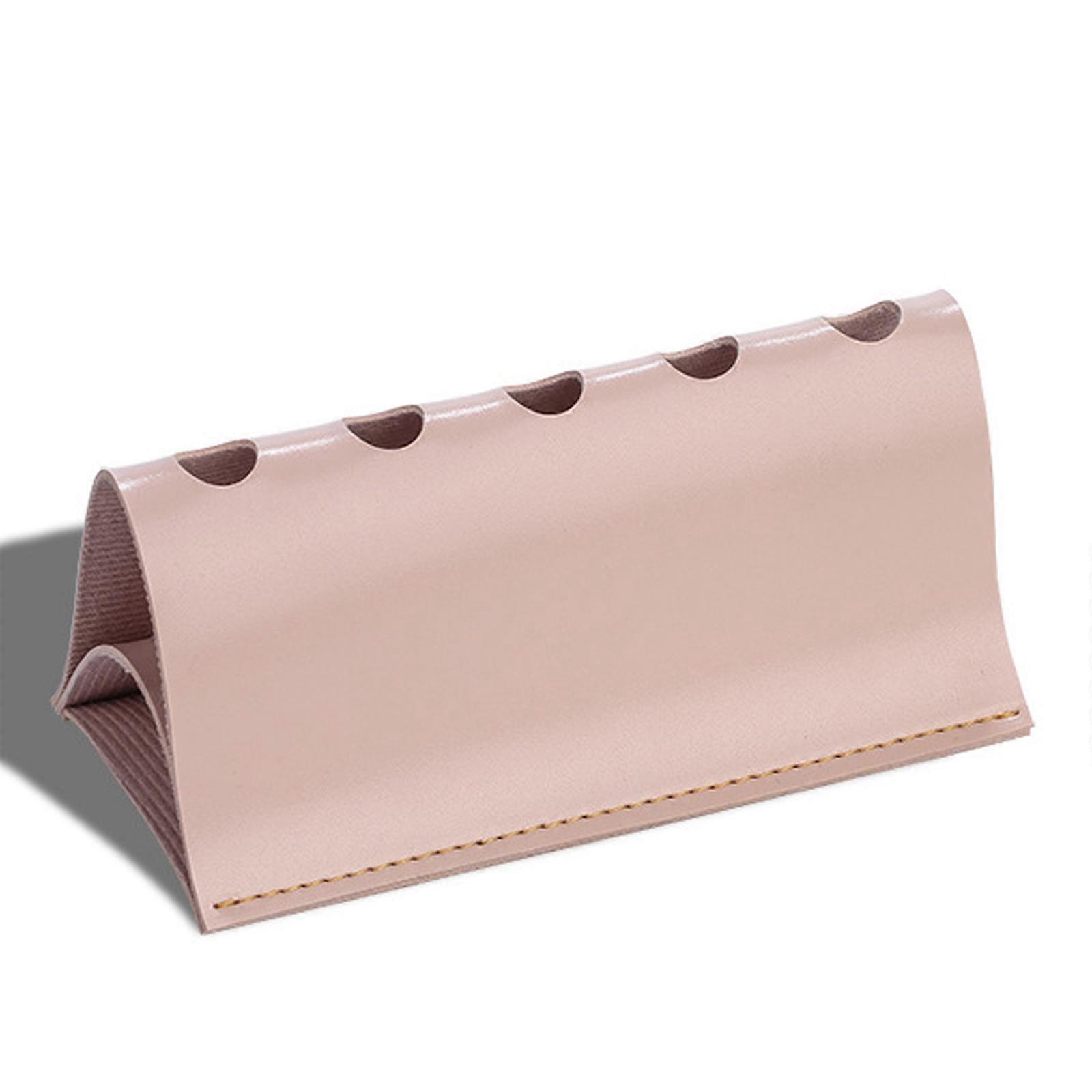 Elegant Multiple Pen Storage Box With Base PU Material Desktop Organizers For Home Office Use  Pink