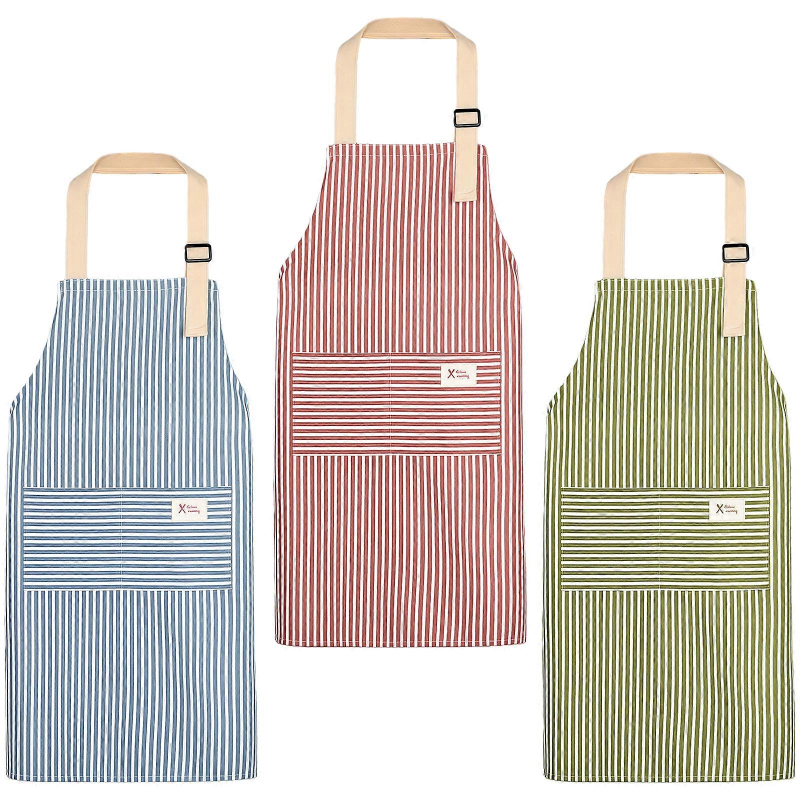 Multipurpose Striped Apron Crafted From Durable Cotton Linen Perfect For Cooking Baking Workshops Multicolor