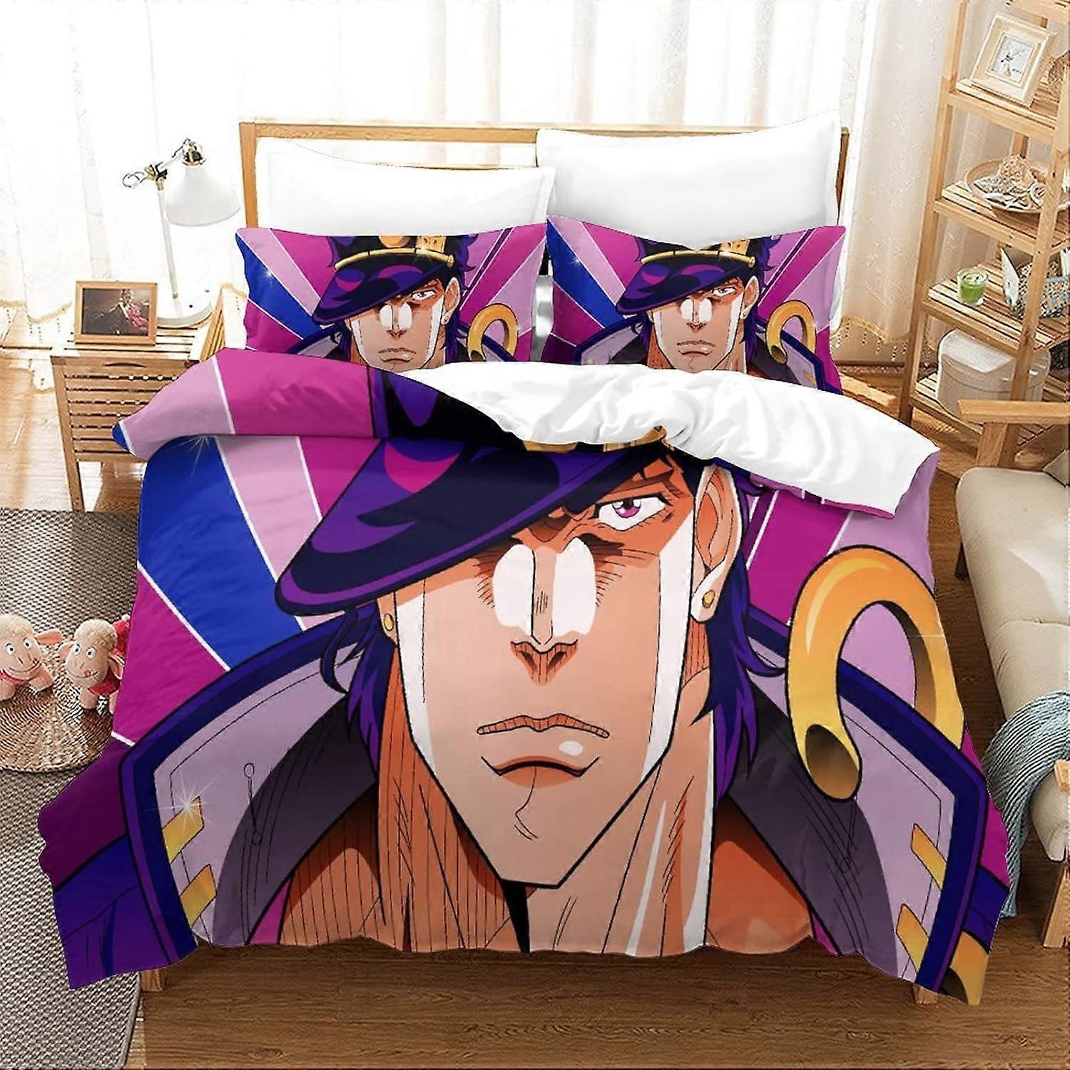 Cama Edredom Capa Set 3D Print JoJo's Bizarre Adventure Colcha Capa Conjuntos de Cama, Personagens Anime Impressão Single Duplo King Size Microfibre Duvet Co