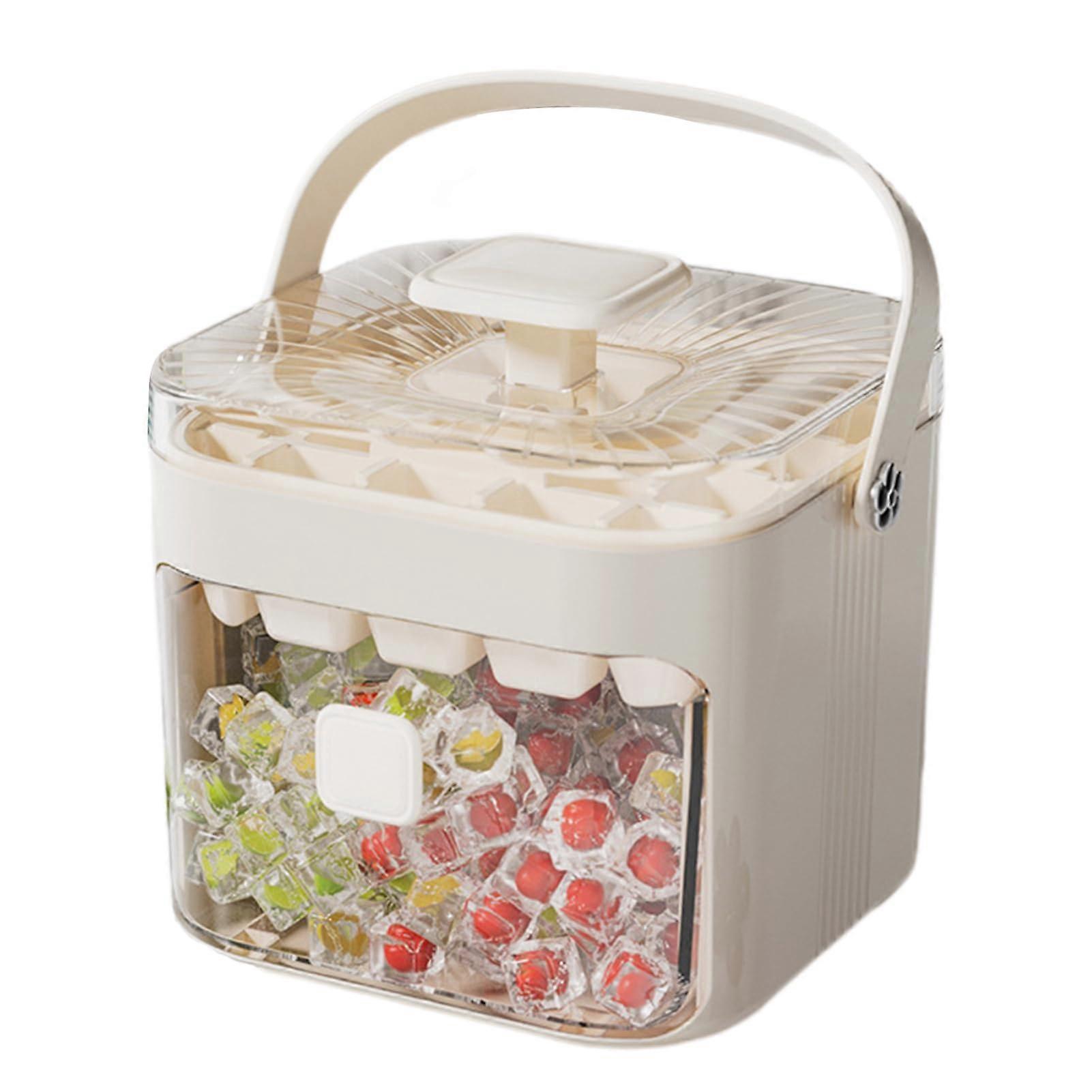 Ice Cube Tray with Lid and Drawer Storage, 48 Grid Silicone, Easy Release, 2 Pack White