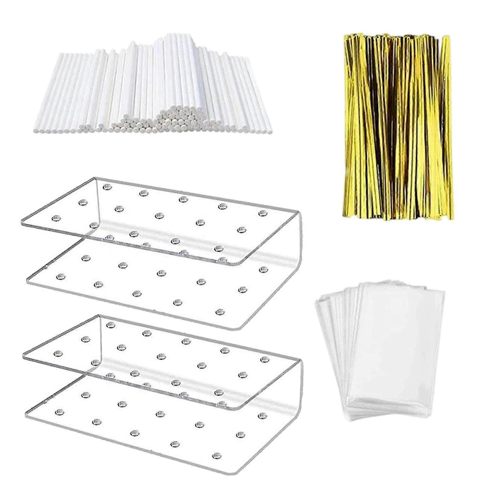 Clear Acrylic Lollipop Display Rack 15 Hole Design Efficient Party Supplies Includes Candy Stick Bags Twist Ties Set Multicolor