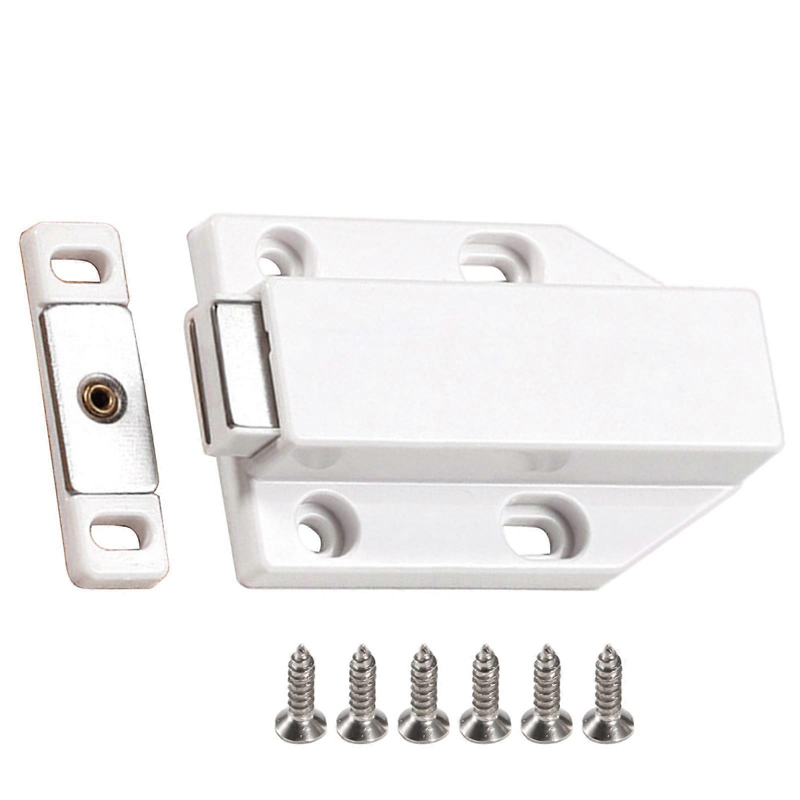 Push Release Cabinet Hardware Set 4 Screw Mounting Point Not Corrosion Finish Closers for Smooth Door Functionality  White