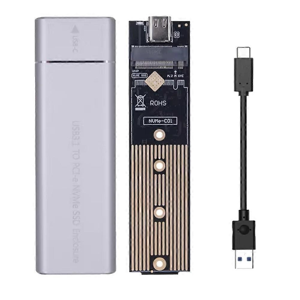 For M/M+B Key NVME Enclosure M.2 SSD Case Type-C to M.2 Hard Drive NVME NGFF Dual Protocol SSD for 2230 2242 2260 Silver
