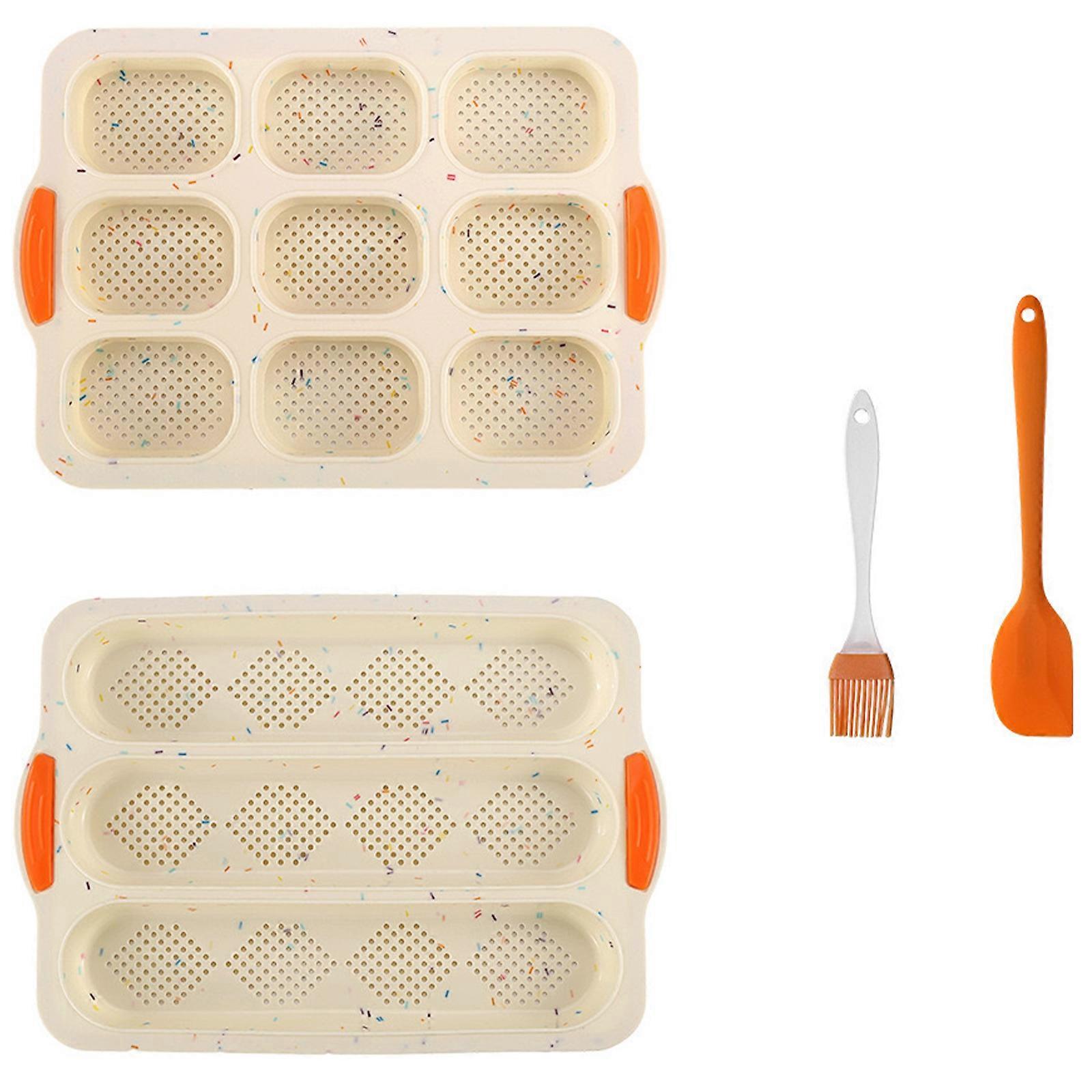 Silicone Baguettes Bread Mold Set Even Heat Distribution Hamburger Bun Baking Pan For Professional Result Multicolor