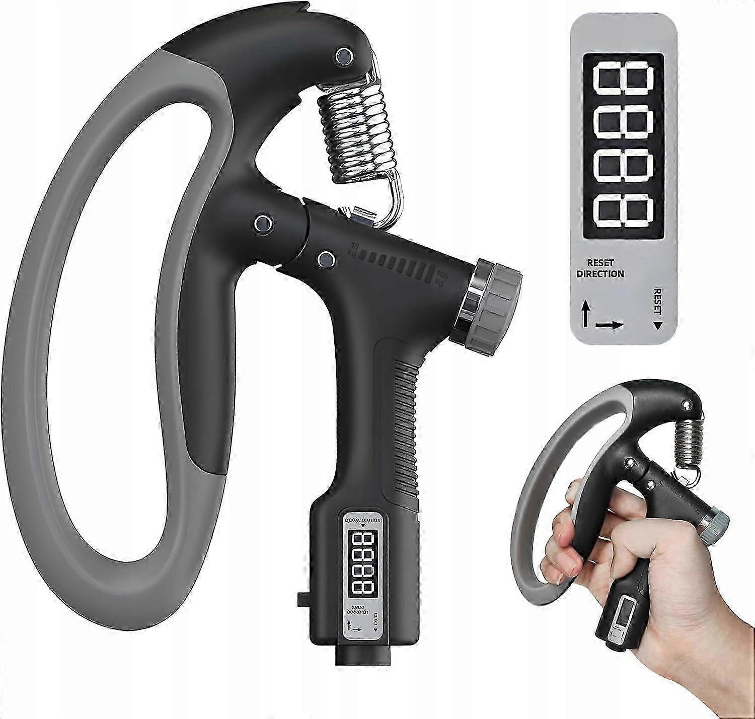 Hand Gripper With Force Adjustment And Meter Counter 10-100kg