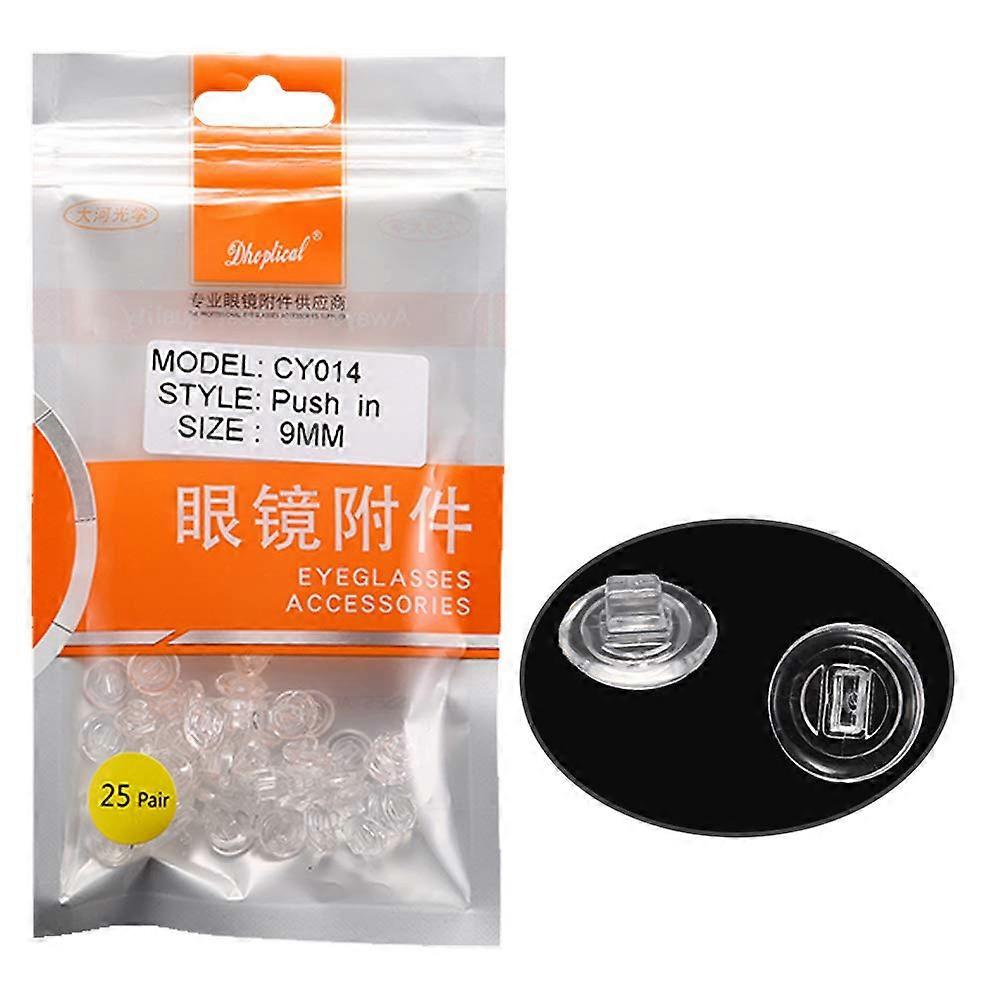 25 Pairs Eyeglass Nose Pads Soft 9mm PushIn & ScrewIn Circular Replacement for Glasses