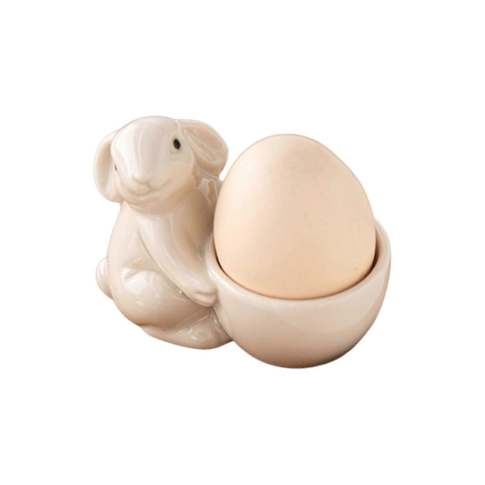 Rabbit Shaped Storage Rack Cartoon Tableware Kitchen Utensils Rabbit Eggs Holder Eggs Tray Ceramic Material for Eggs  White