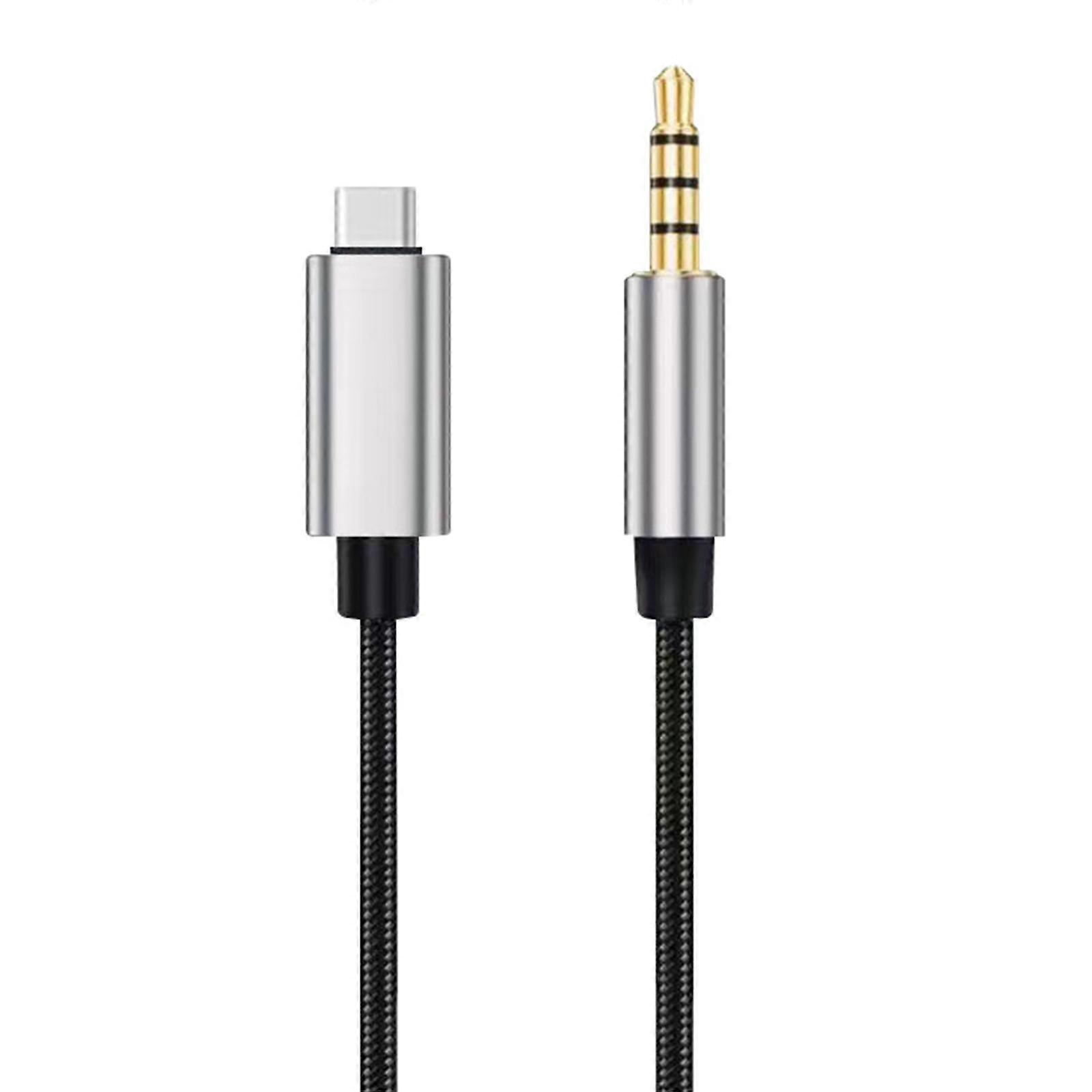 Braided Nylon USB C To 3.5mm Cord With 4 Point Signal Transmission For Live Streaming And Studio Recording Multicolor