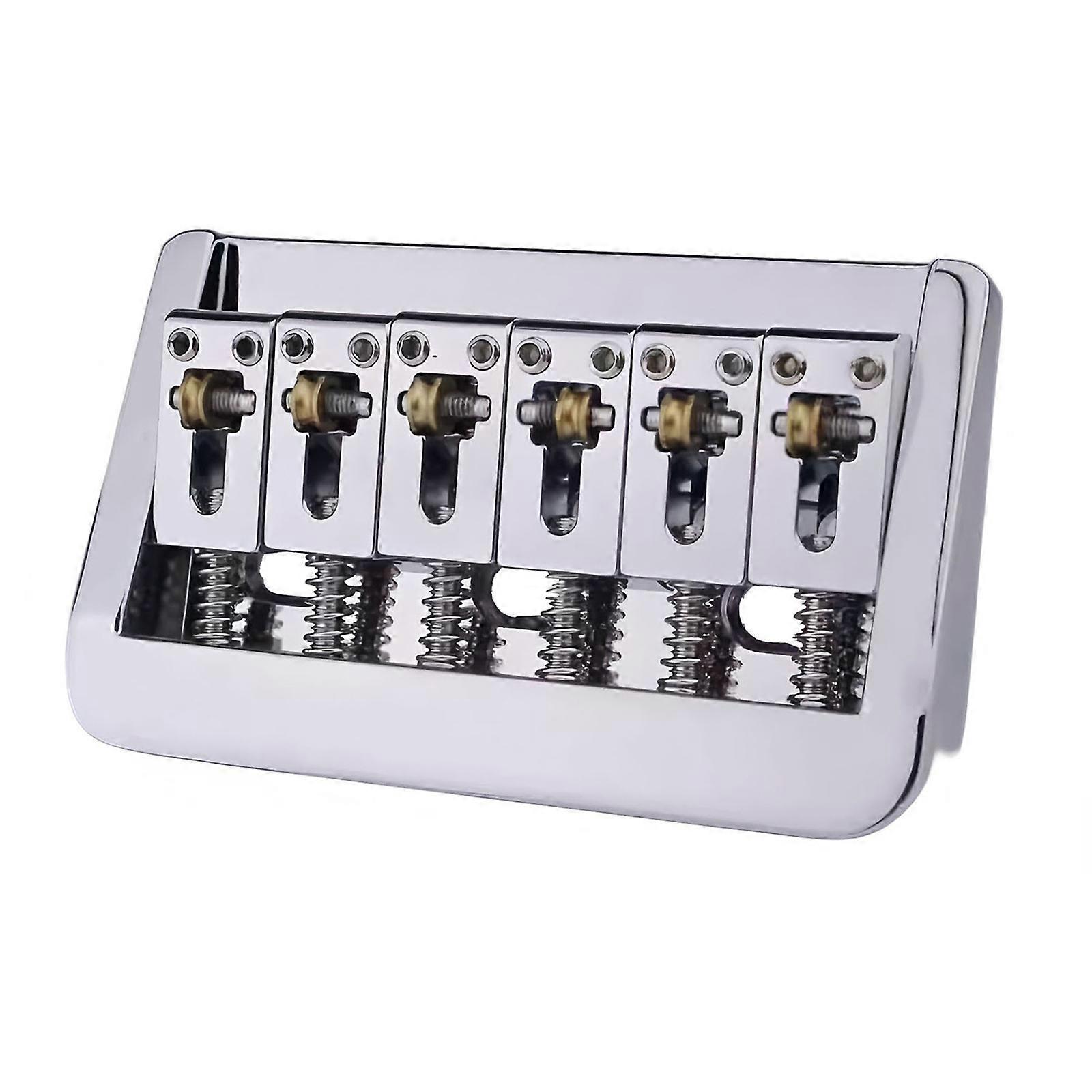 Guitar Bridge with Copper Fixed Saddles and Zinc Block Replacement Part For Electric Guitar 10.5mm String Spacing  Silver