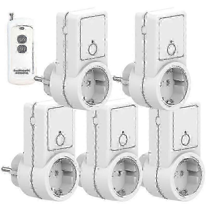 1-5x Wireless Smart Remote Control Switch Plug Socket Power Outlet Socket Eu Plug