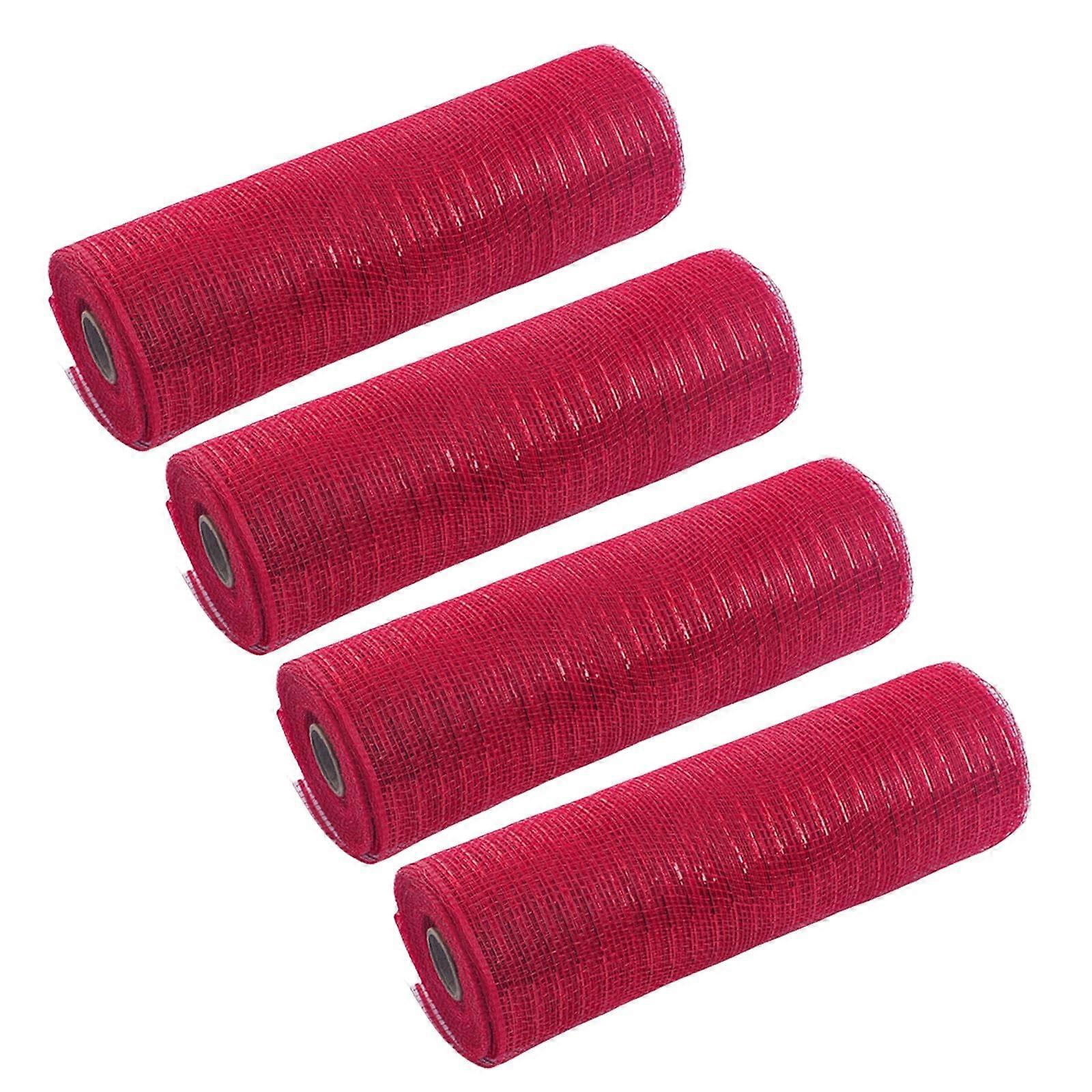Christmas Tree Mesh Fabric Rolls Waterproof Decorative Material for Holiday Crafts Set of 4 Multicolor